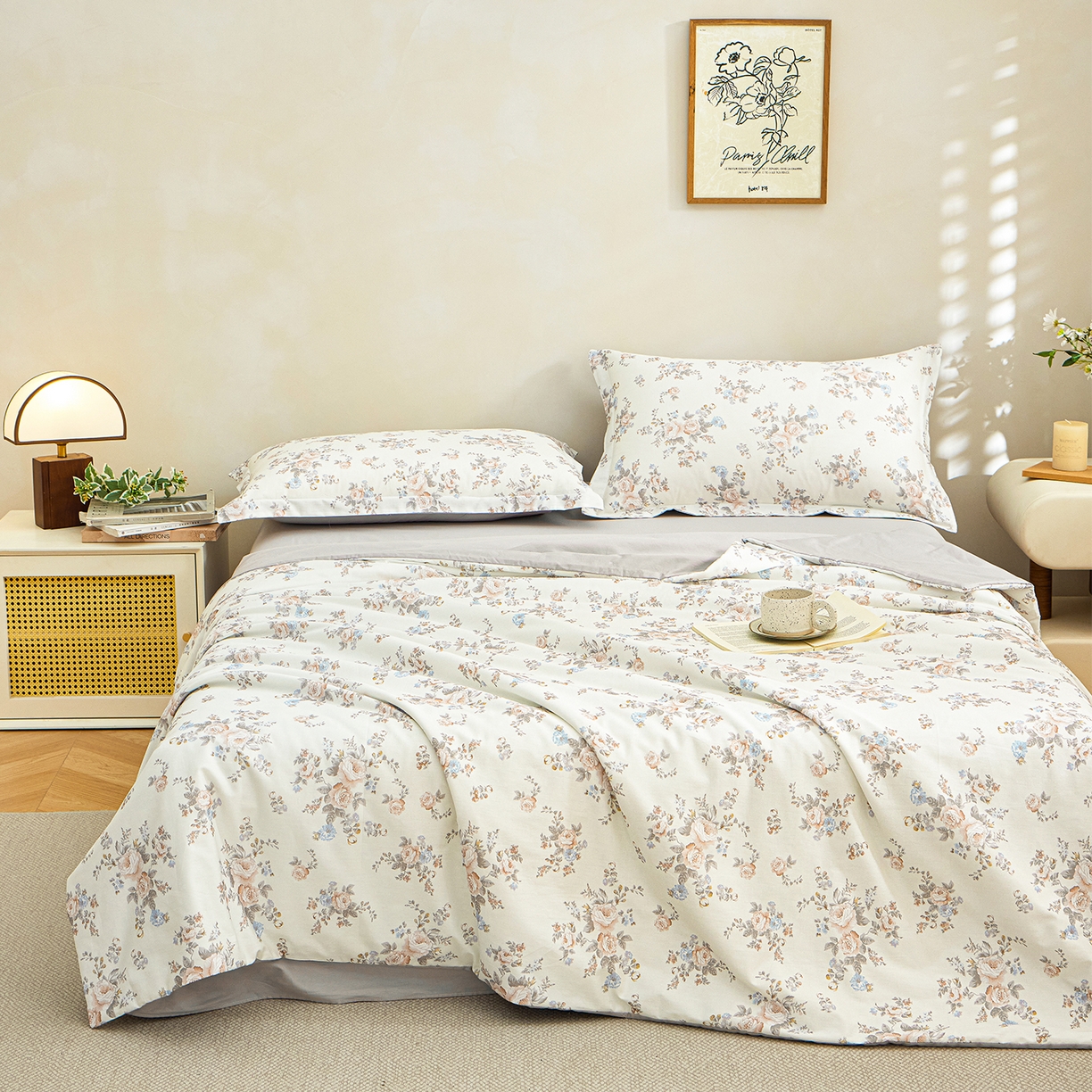 91家纺网 家纺一手货源 找家纺 （总）元元家居（元元被业） 2026新款全棉纯棉13372印花两用夏被夏凉被空调被四件套