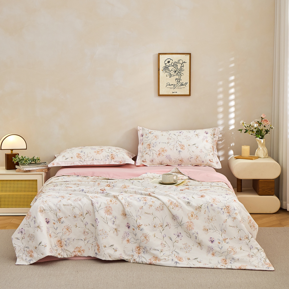 91家纺网 家纺一手货源 找家纺 （总）元元家居（元元被业） 2026新款全棉纯棉13372印花两用夏被夏凉被空调被四件套