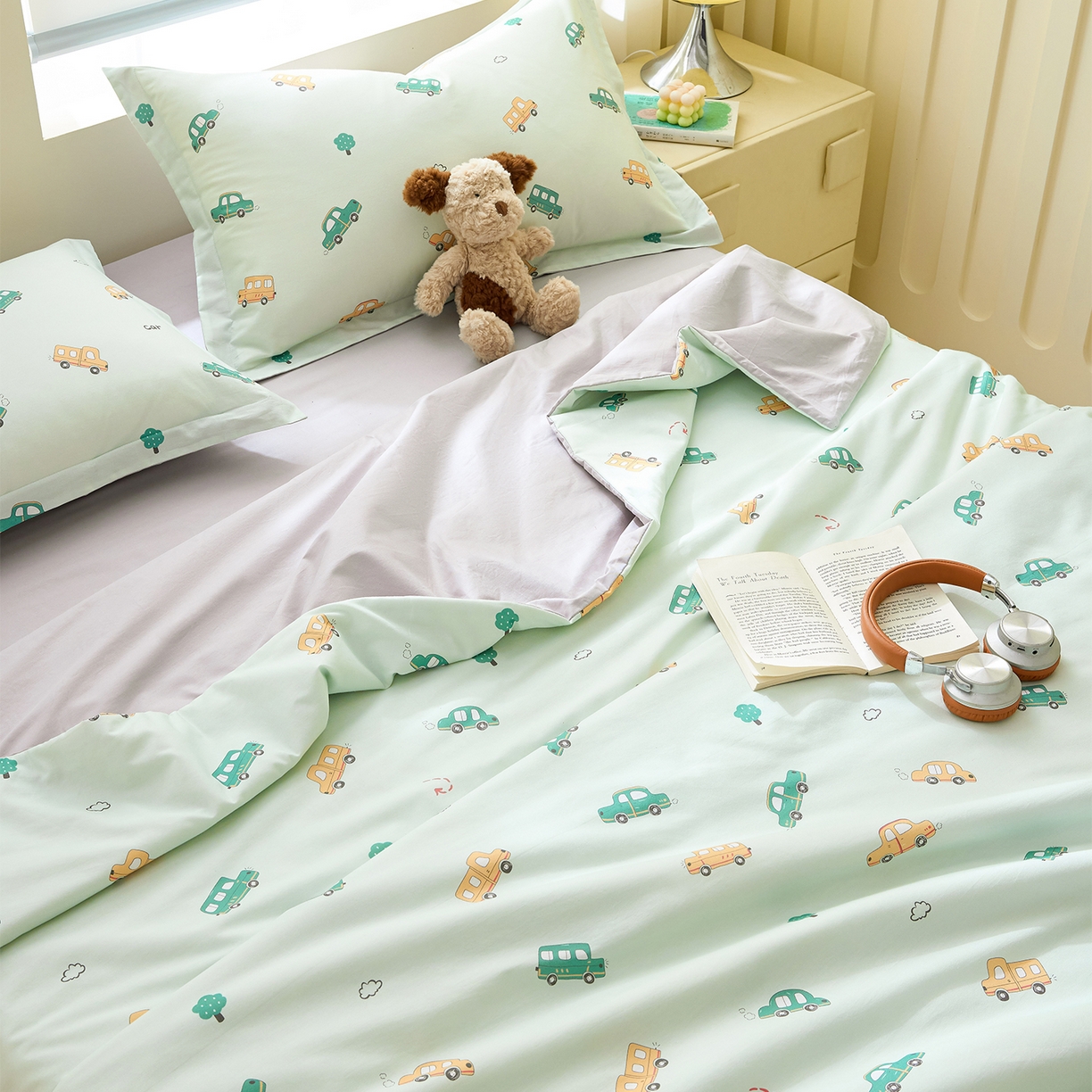 91家纺网 家纺一手货源 找家纺 元元家居（元元被业） 2026新款全棉纯棉13372印花两用夏被夏凉被空调被四件套 嘟嘟城