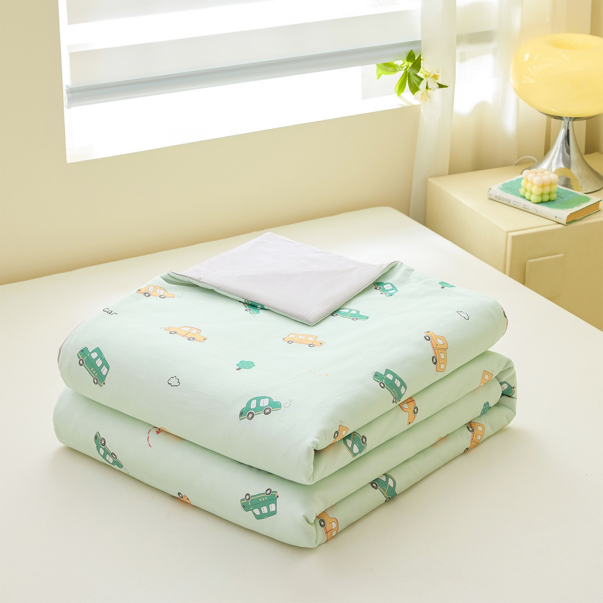 91家纺网 家纺一手货源 找家纺 元元家居（元元被业） 2026新款全棉纯棉13372印花两用夏被夏凉被空调被四件套 嘟嘟城