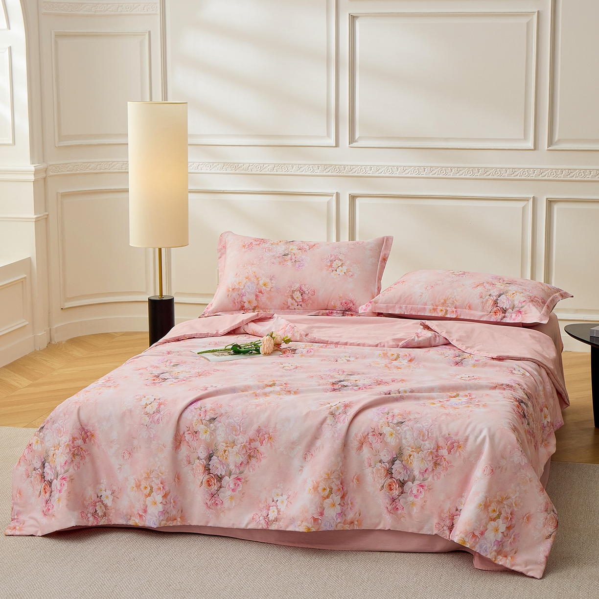 91家纺网 家纺一手货源 找家纺 元元家居（元元被业） 2026新款全棉纯棉13372印花两用夏被夏凉被空调被四件套 芳菲