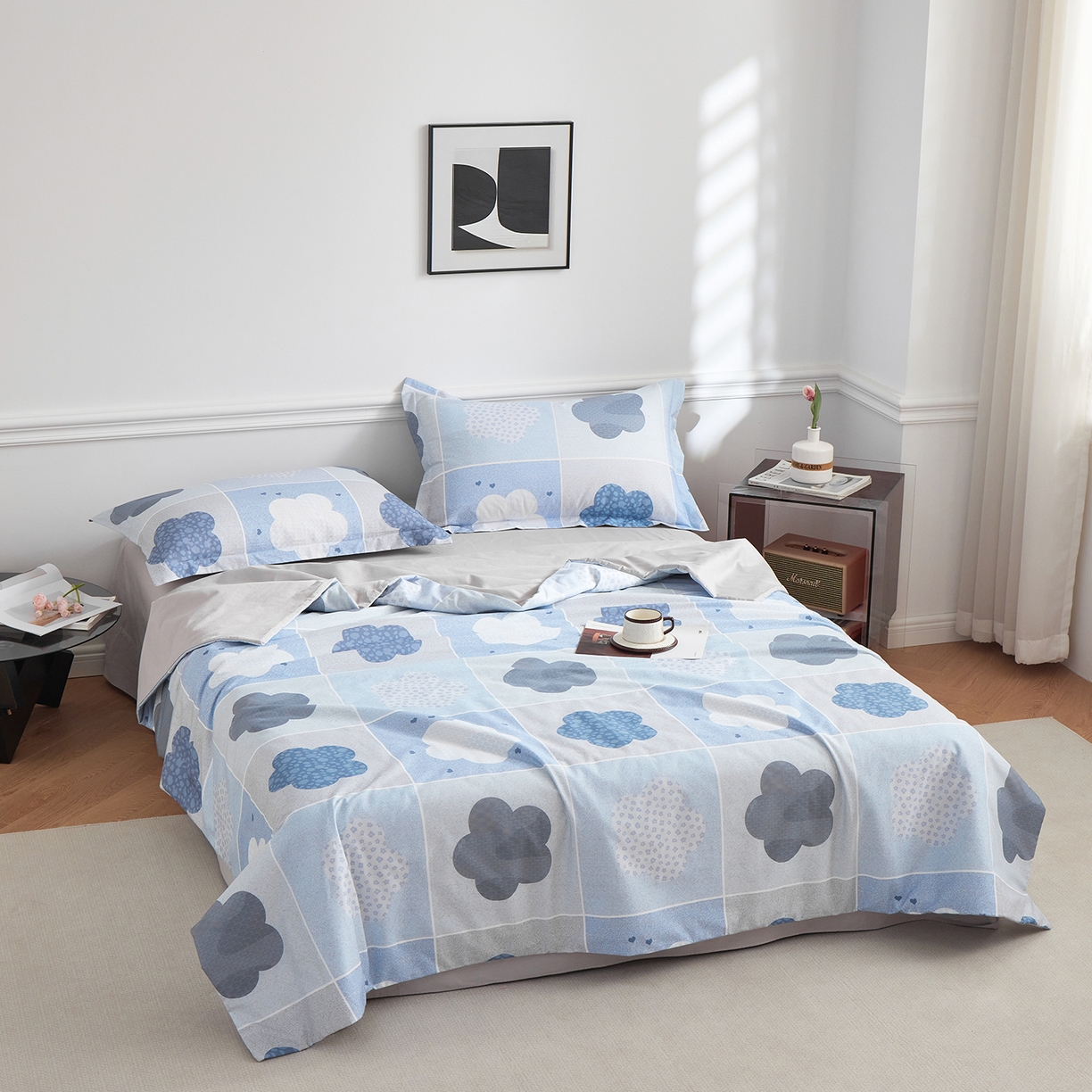 91家纺网 家纺一手货源 找家纺 元元家居（元元被业） 2026新款全棉纯棉13372印花两用夏被夏凉被空调被四件套 非凡