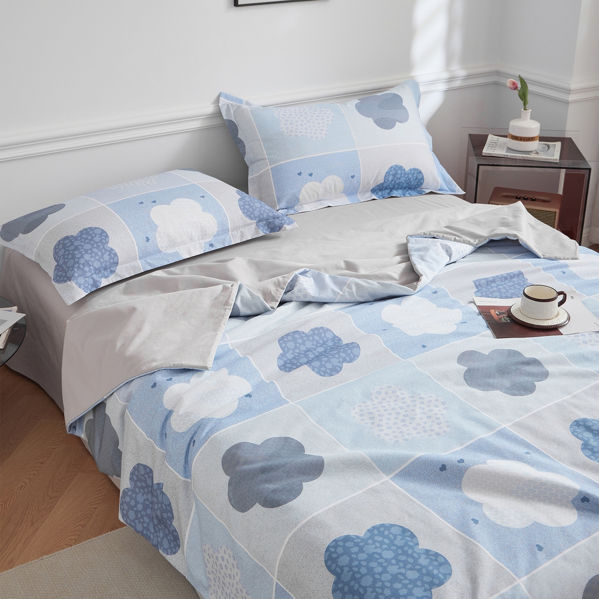 91家纺网 家纺一手货源 找家纺 元元家居（元元被业） 2026新款全棉纯棉13372印花两用夏被夏凉被空调被四件套 非凡