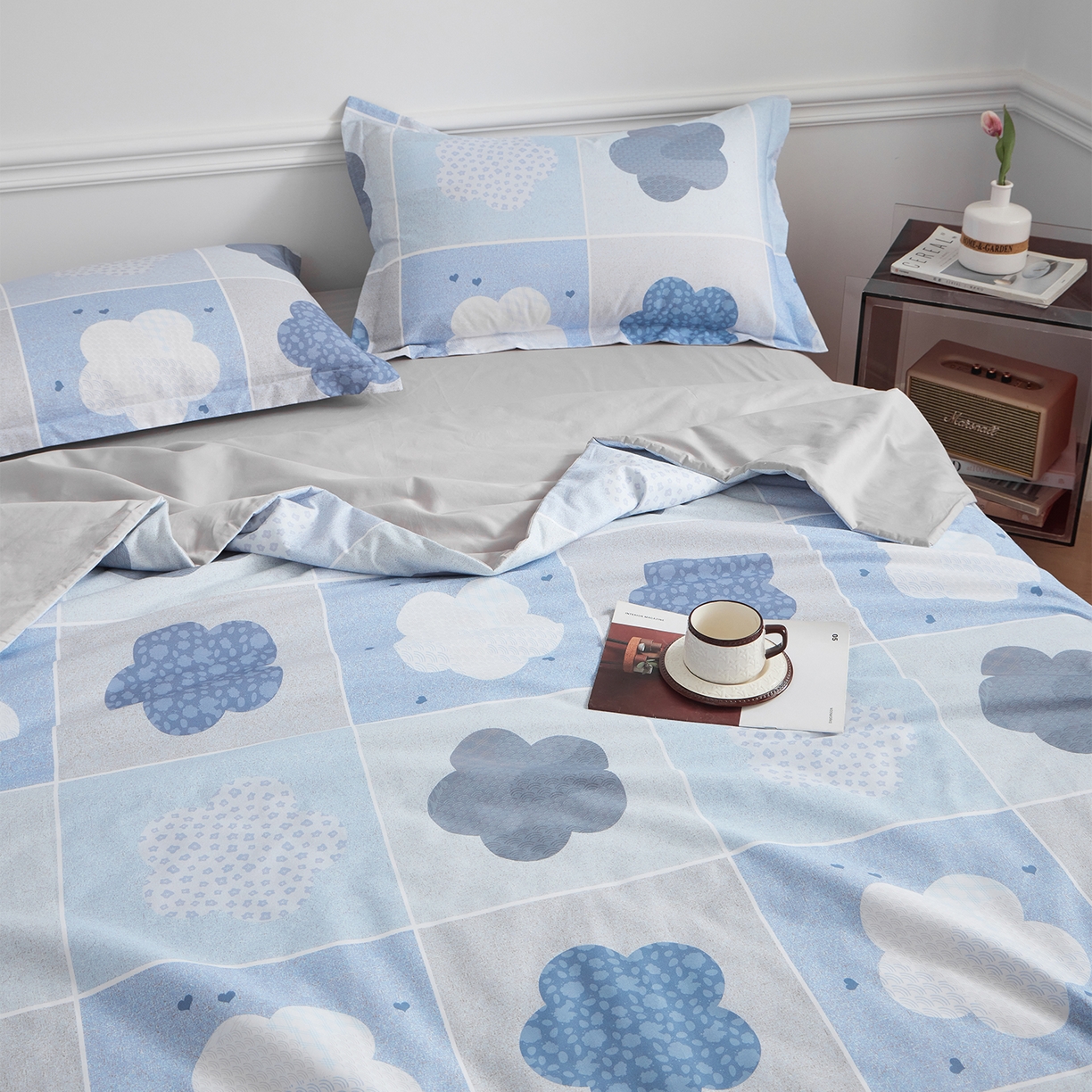 91家纺网 家纺一手货源 找家纺 元元家居（元元被业） 2026新款全棉纯棉13372印花两用夏被夏凉被空调被四件套 非凡