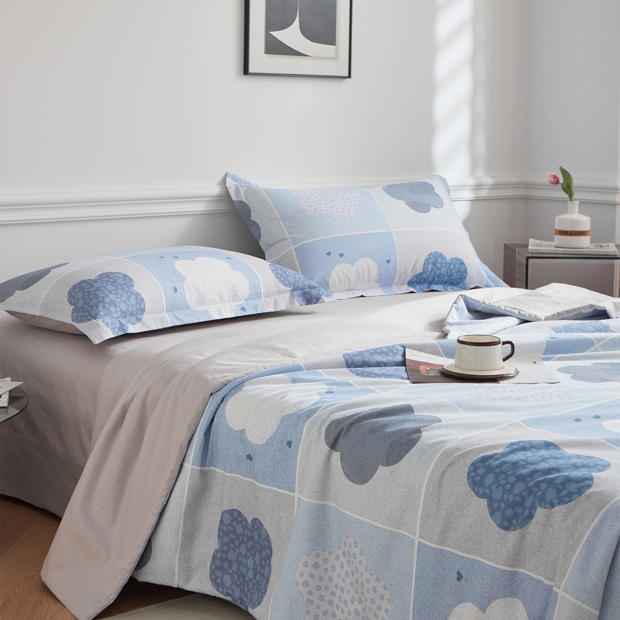 91家纺网 家纺一手货源 找家纺 元元家居（元元被业） 2026新款全棉纯棉13372印花两用夏被夏凉被空调被四件套 非凡