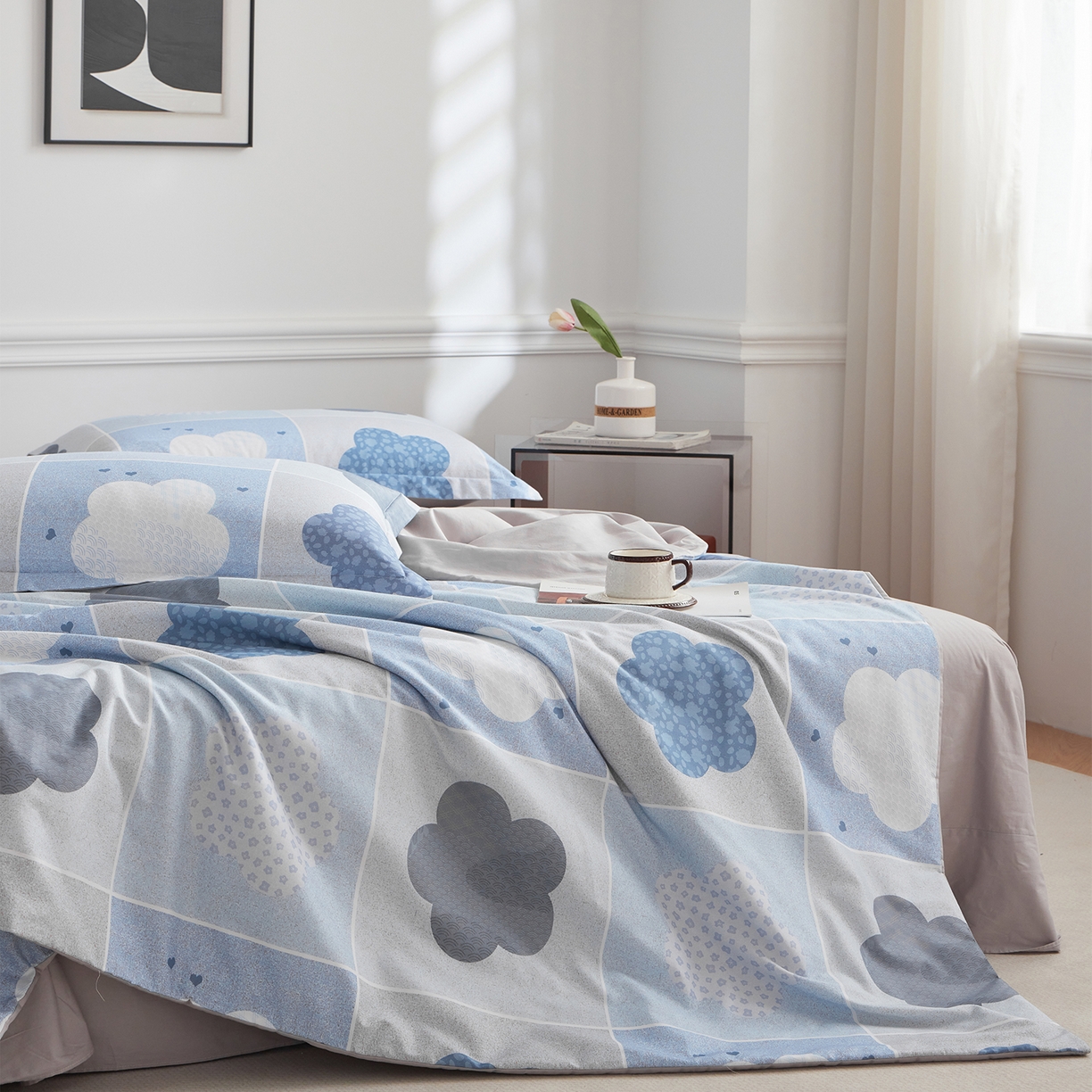 91家纺网 家纺一手货源 找家纺 元元家居（元元被业） 2026新款全棉纯棉13372印花两用夏被夏凉被空调被四件套 非凡