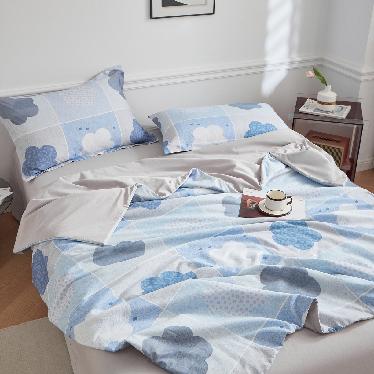 91家纺网 家纺一手货源 找家纺 元元家居（元元被业） 2026新款全棉纯棉13372印花两用夏被夏凉被空调被四件套 非凡