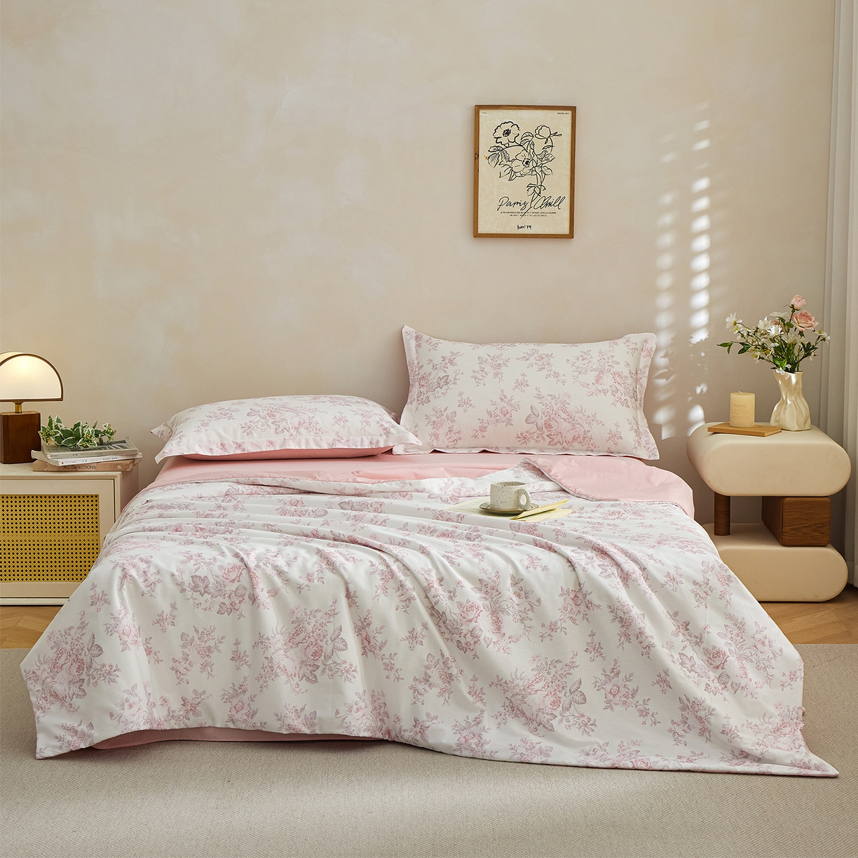 元元家居（元元被业） 2026新款全棉纯棉13372印花两用夏被夏凉被空调被四件套 芙尔