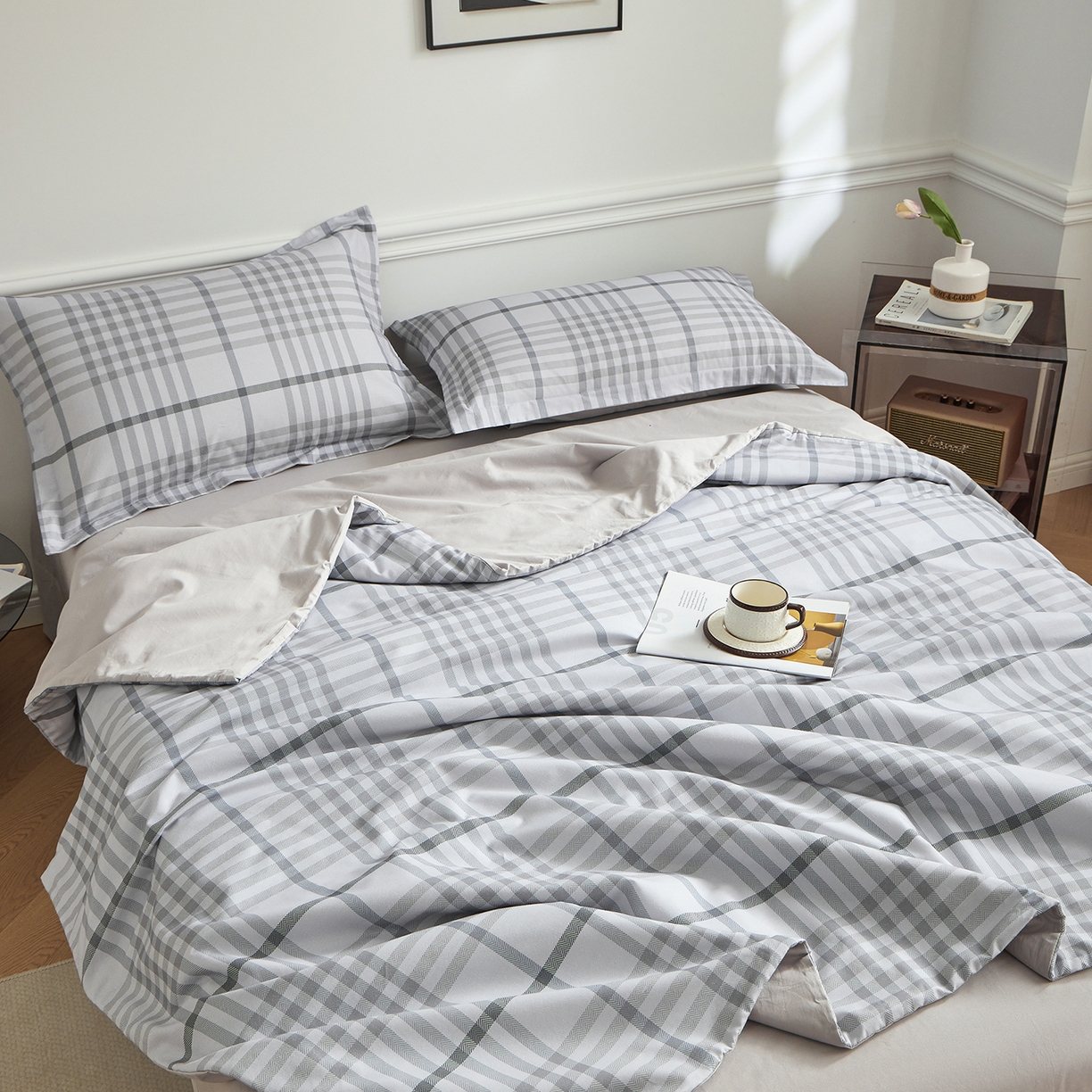 91家纺网 家纺一手货源 找家纺 元元家居（元元被业） 2026新款全棉纯棉13372印花两用夏被夏凉被空调被四件套 格调