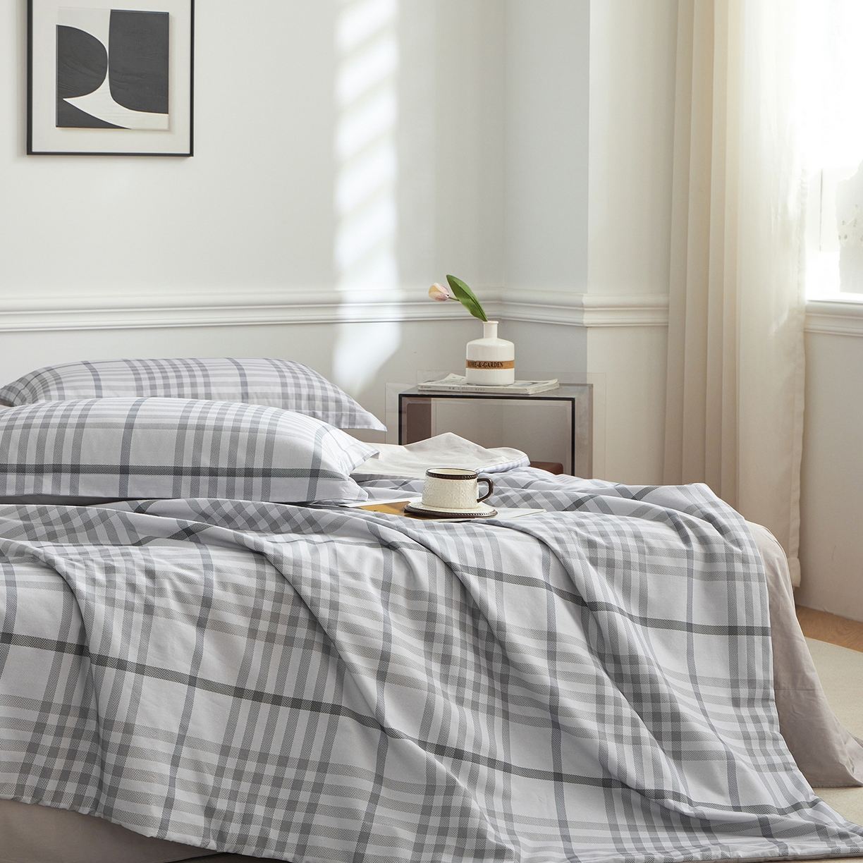 91家纺网 家纺一手货源 找家纺 元元家居（元元被业） 2026新款全棉纯棉13372印花两用夏被夏凉被空调被四件套 格调