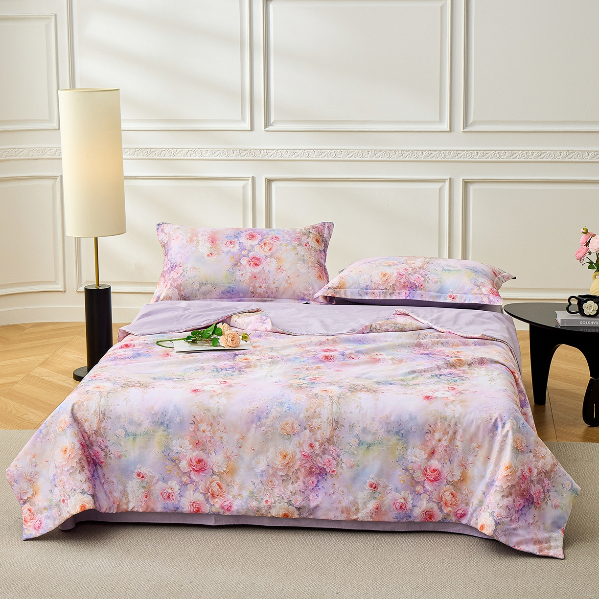 91家纺网 家纺一手货源 找家纺 元元家居（元元被业） 2026新款全棉纯棉13372印花两用夏被夏凉被空调被四件套 红颜