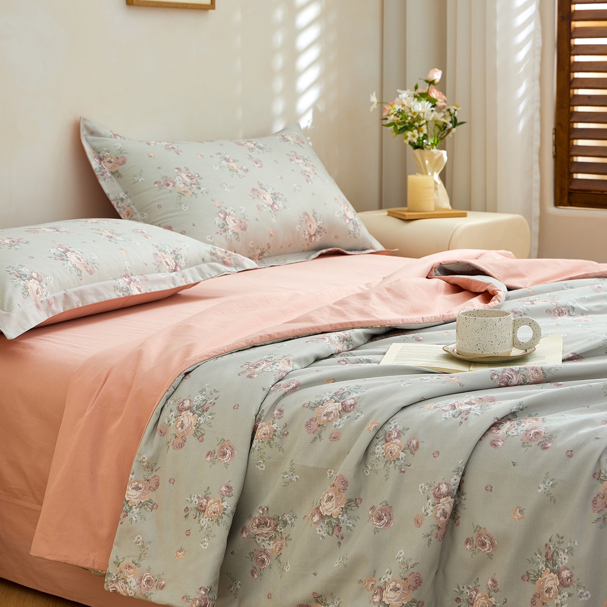 91家纺网 家纺一手货源 找家纺 元元家居（元元被业） 2026新款全棉纯棉13372印花两用夏被夏凉被空调被四件套 金溪