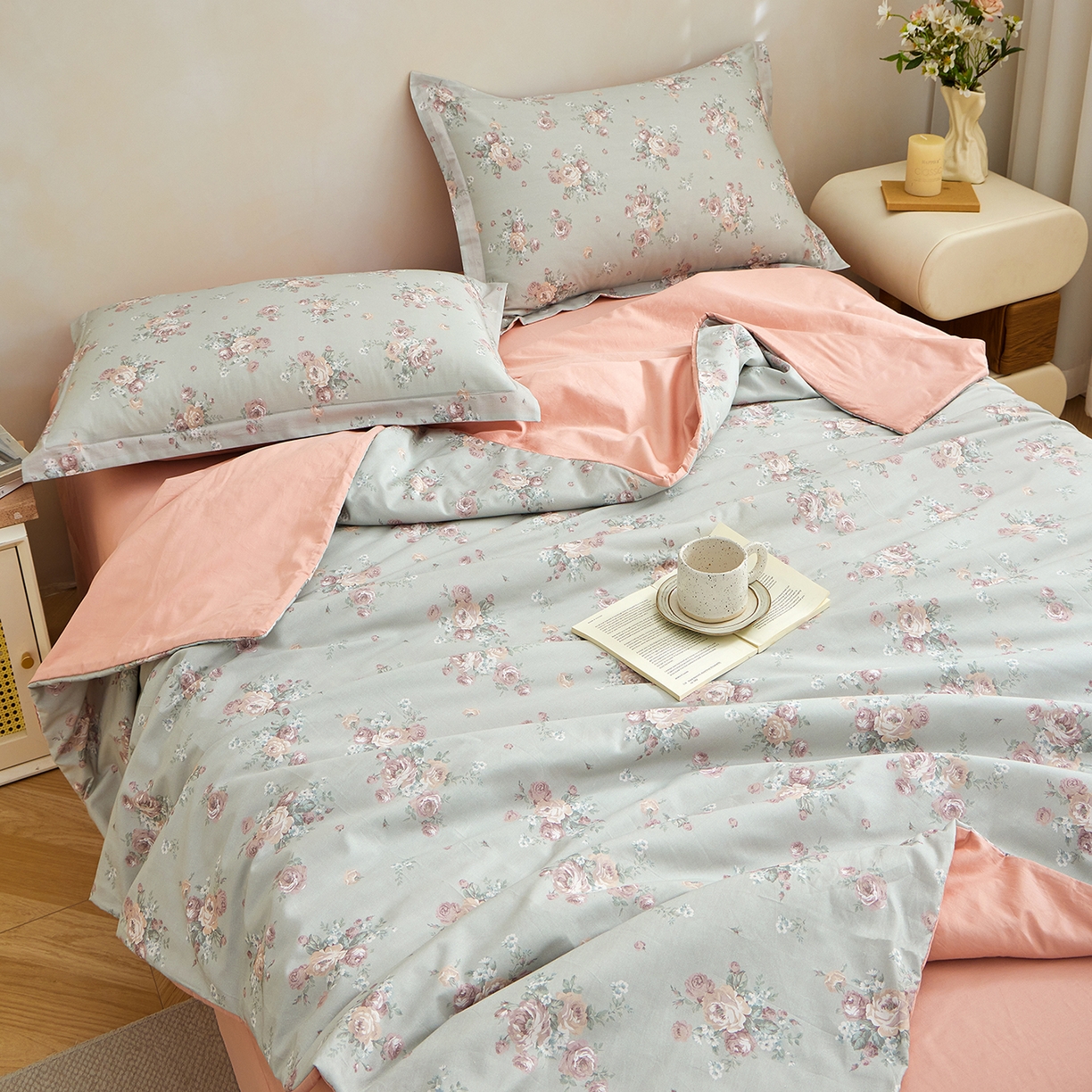 91家纺网 家纺一手货源 找家纺 元元家居（元元被业） 2026新款全棉纯棉13372印花两用夏被夏凉被空调被四件套 金溪