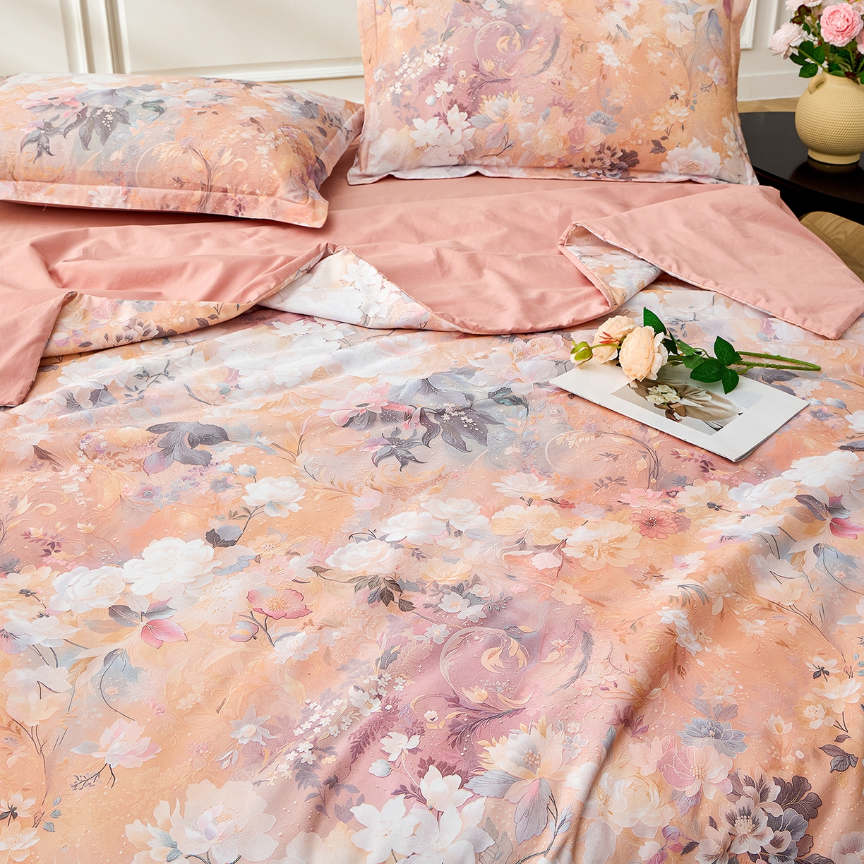 91家纺网 家纺一手货源 找家纺 元元家居（元元被业） 2026新款全棉纯棉13372印花两用夏被夏凉被空调被四件套 惊艳