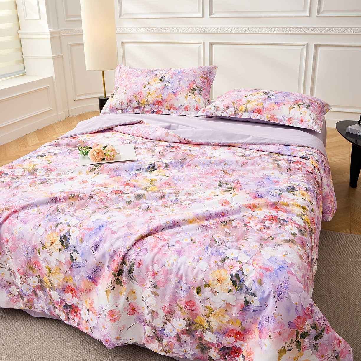 91家纺网 家纺一手货源 找家纺 元元家居（元元被业） 2026新款全棉纯棉13372印花两用夏被夏凉被空调被四件套 闪亮