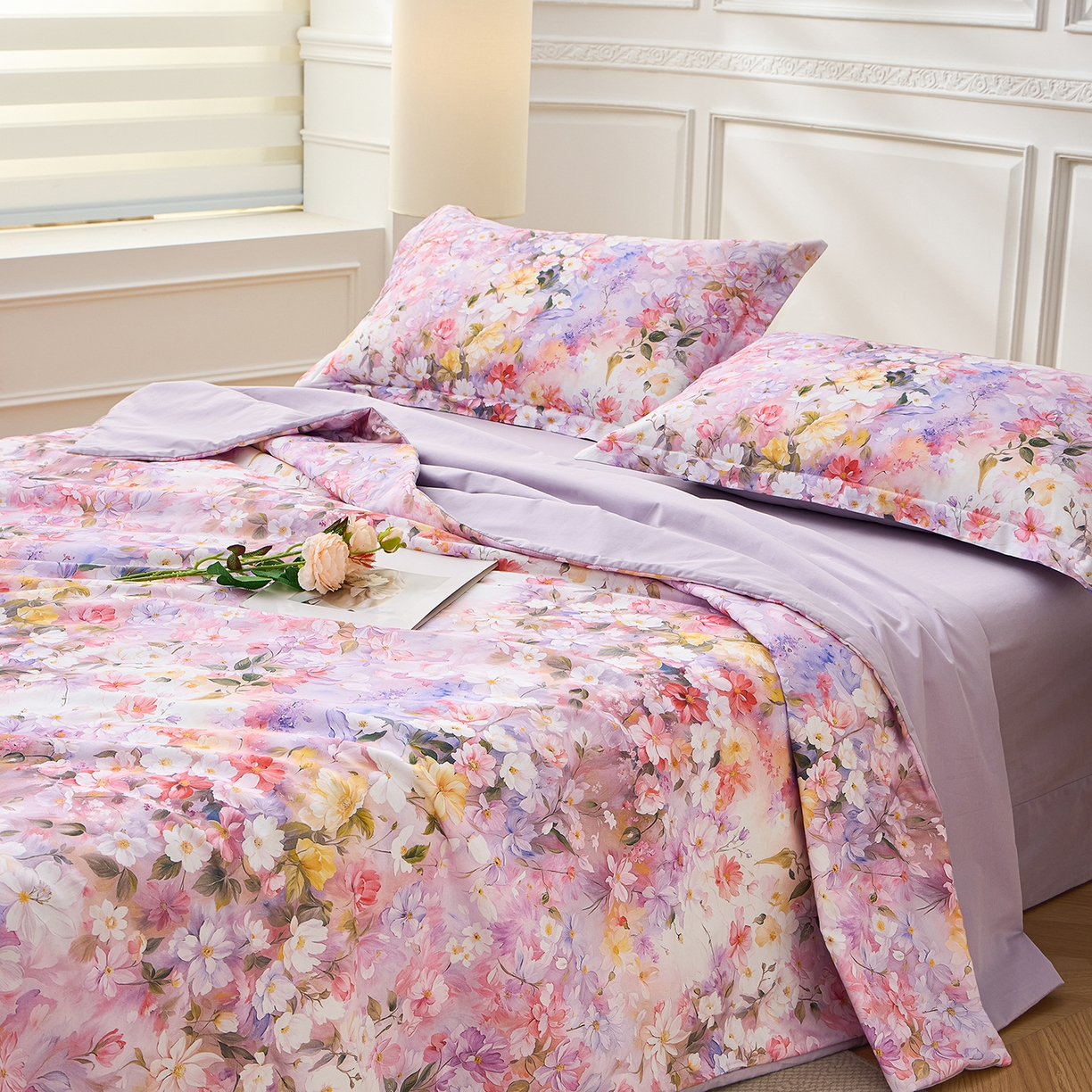 91家纺网 家纺一手货源 找家纺 元元家居（元元被业） 2026新款全棉纯棉13372印花两用夏被夏凉被空调被四件套 闪亮