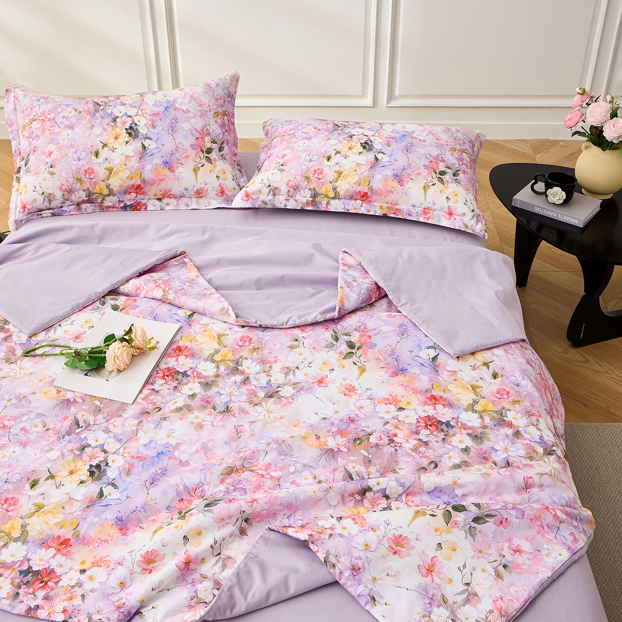 91家纺网 家纺一手货源 找家纺 元元家居（元元被业） 2026新款全棉纯棉13372印花两用夏被夏凉被空调被四件套 闪亮