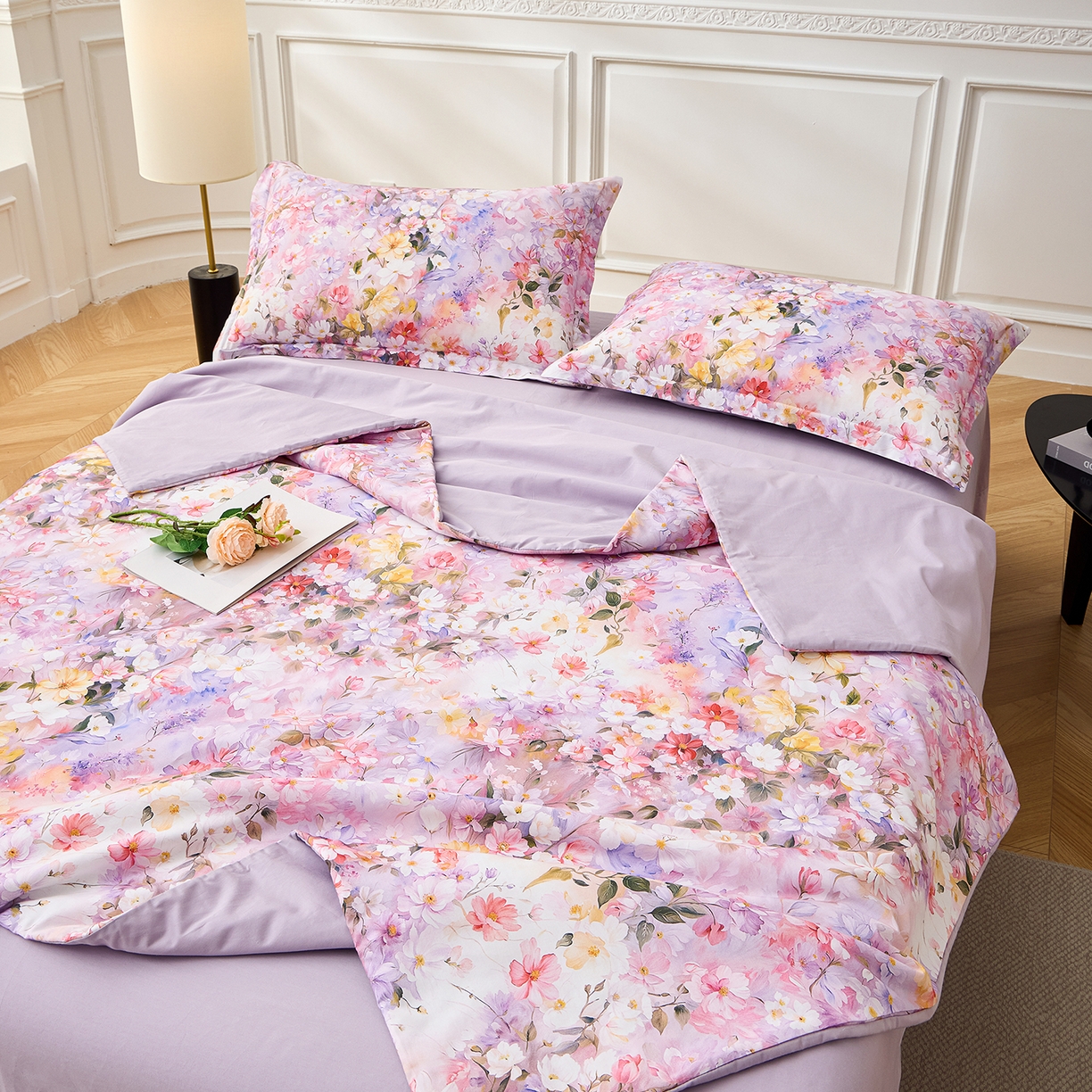 91家纺网 家纺一手货源 找家纺 元元家居（元元被业） 2026新款全棉纯棉13372印花两用夏被夏凉被空调被四件套 闪亮