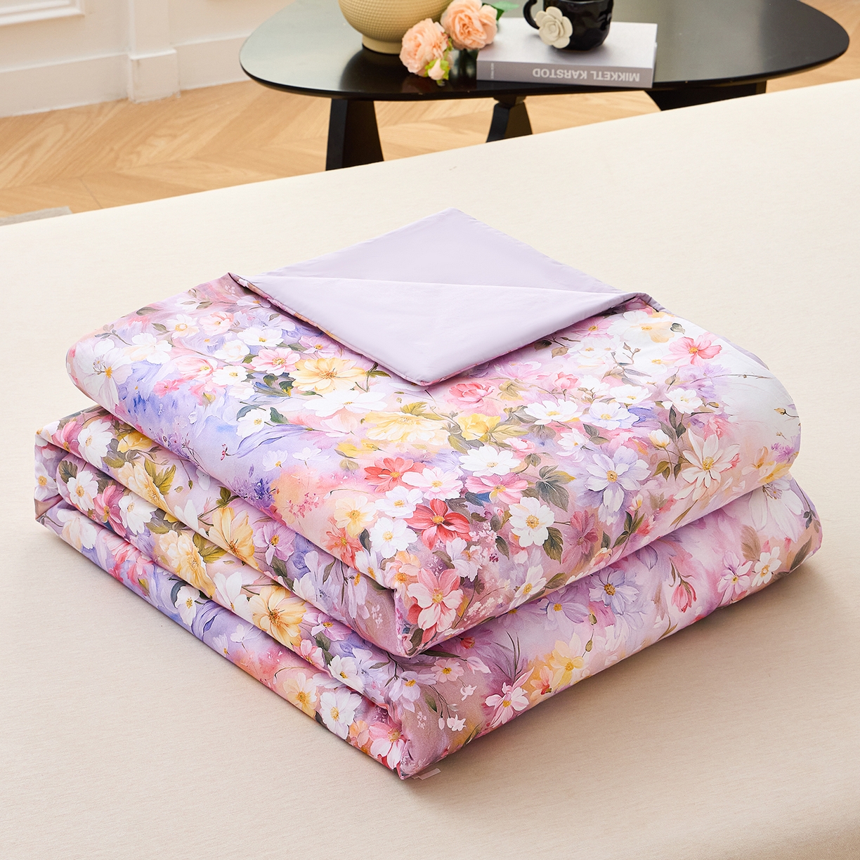 91家纺网 家纺一手货源 找家纺 元元家居（元元被业） 2026新款全棉纯棉13372印花两用夏被夏凉被空调被四件套 闪亮