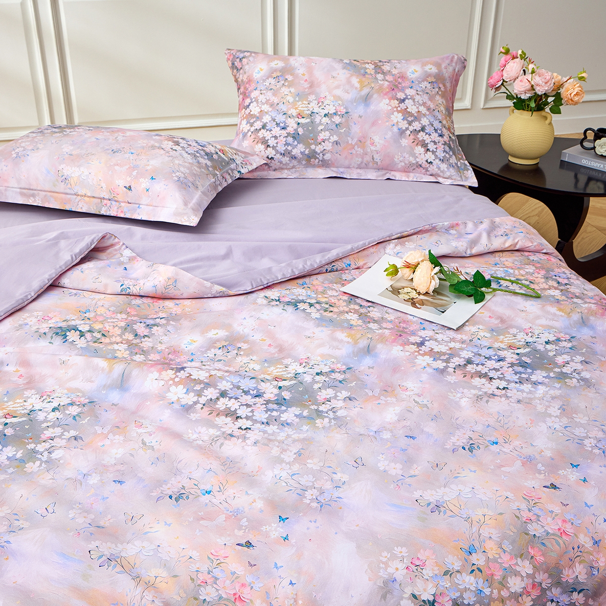 91家纺网 家纺一手货源 找家纺 元元家居（元元被业） 2026新款全棉纯棉13372印花两用夏被夏凉被空调被四件套 时光