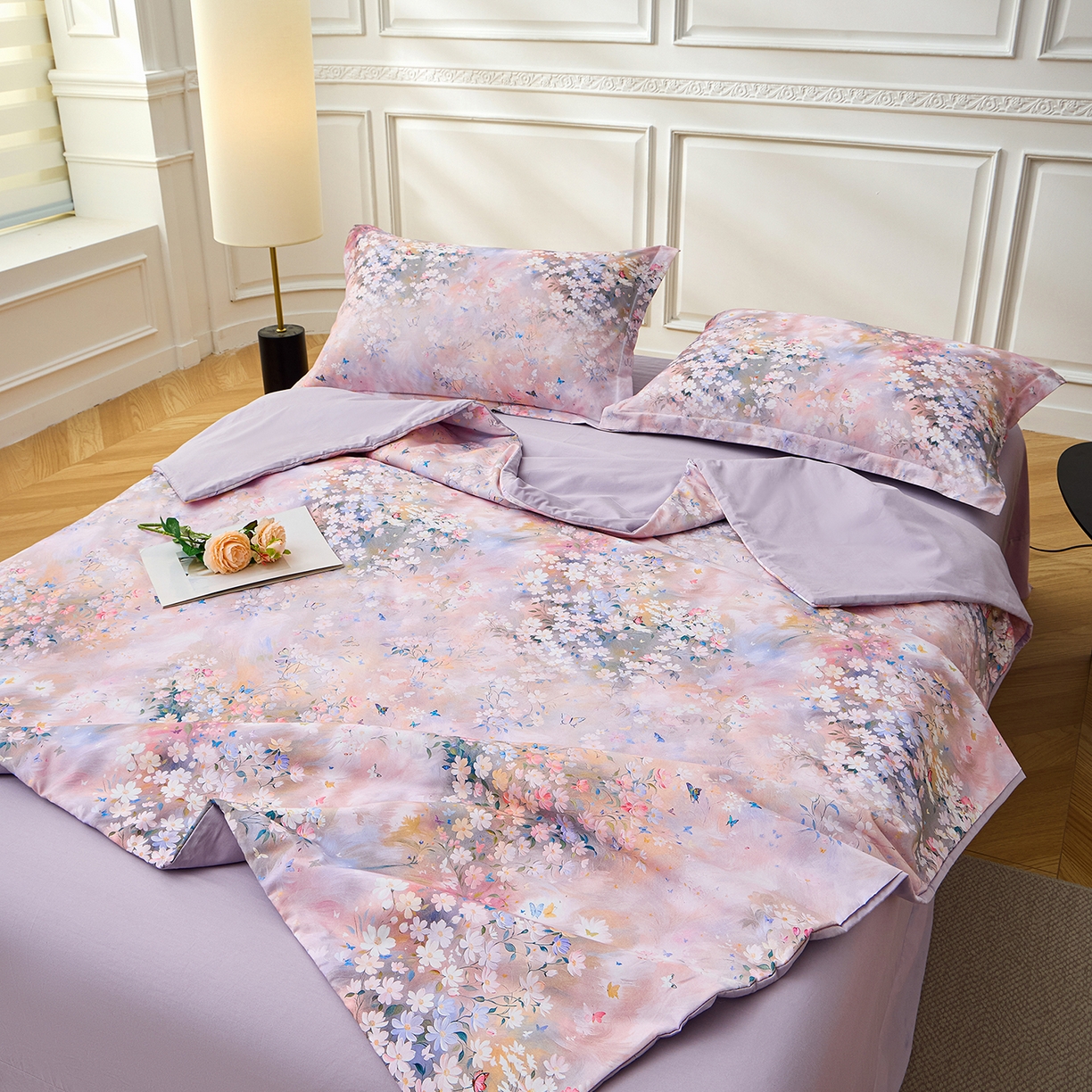 91家纺网 家纺一手货源 找家纺 元元家居（元元被业） 2026新款全棉纯棉13372印花两用夏被夏凉被空调被四件套 时光