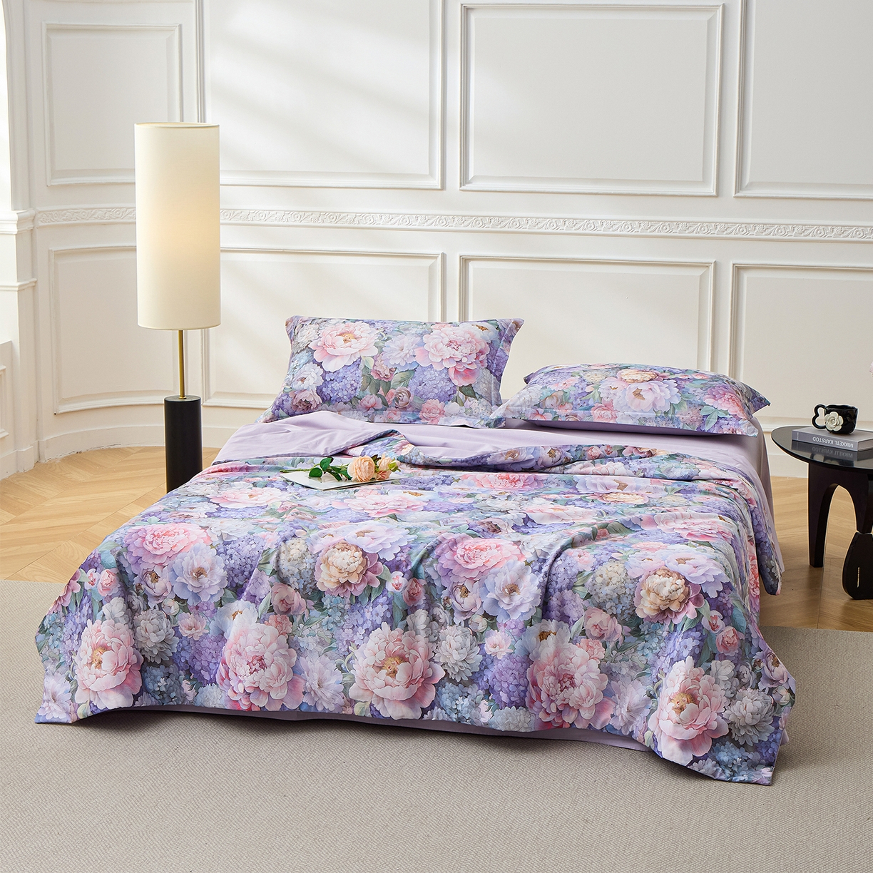 91家纺网 家纺一手货源 找家纺 元元家居（元元被业） 2026新款全棉纯棉13372印花两用夏被夏凉被空调被四件套 思思