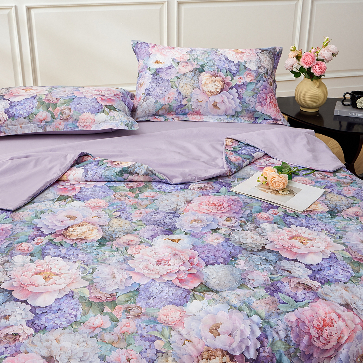 91家纺网 家纺一手货源 找家纺 元元家居（元元被业） 2026新款全棉纯棉13372印花两用夏被夏凉被空调被四件套 思思