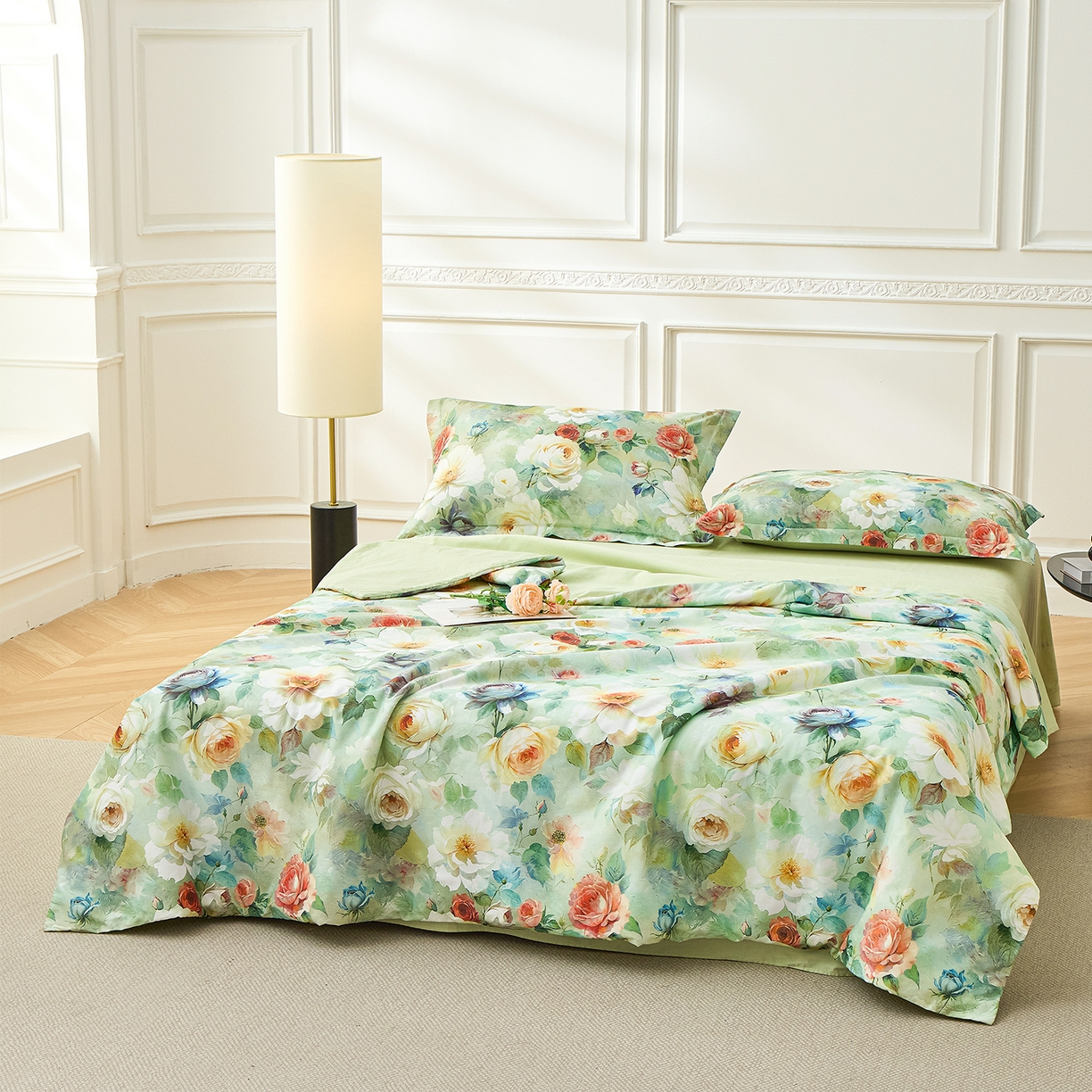 91家纺网 家纺一手货源 找家纺 元元家居（元元被业） 2026新款全棉纯棉13372印花两用夏被夏凉被空调被四件套 秀丽