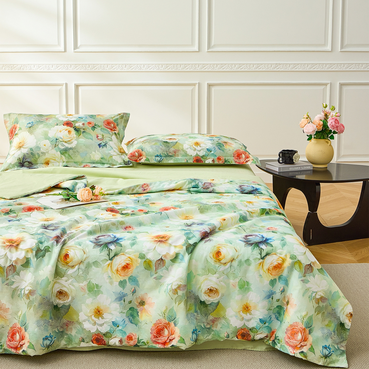 91家纺网 家纺一手货源 找家纺 元元家居（元元被业） 2026新款全棉纯棉13372印花两用夏被夏凉被空调被四件套 秀丽