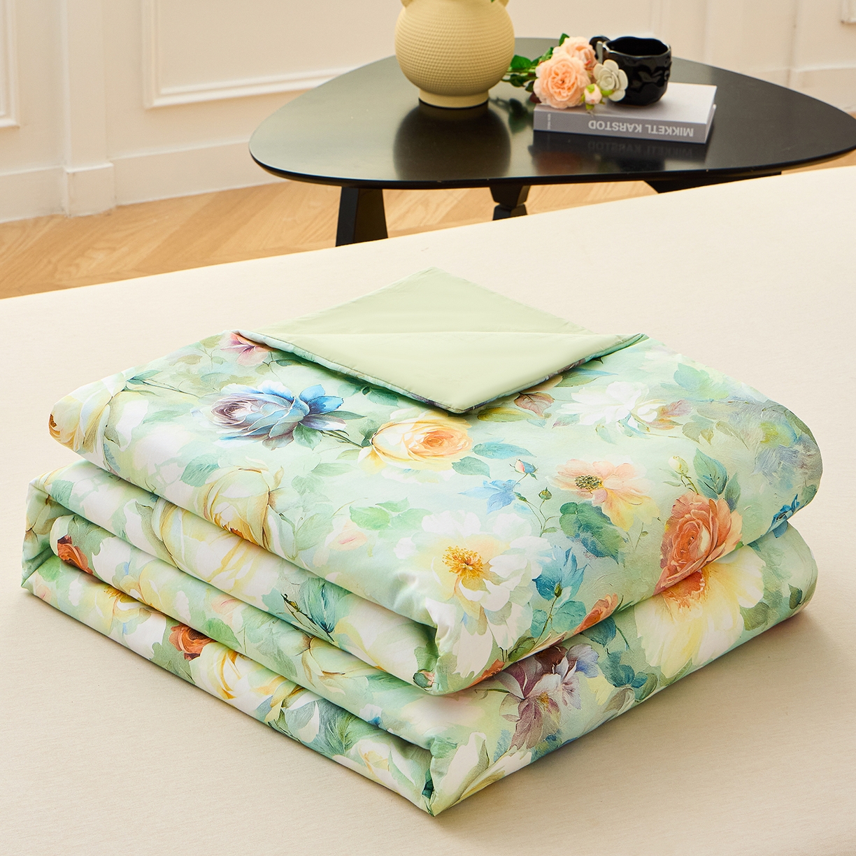 91家纺网 家纺一手货源 找家纺 元元家居（元元被业） 2026新款全棉纯棉13372印花两用夏被夏凉被空调被四件套 秀丽