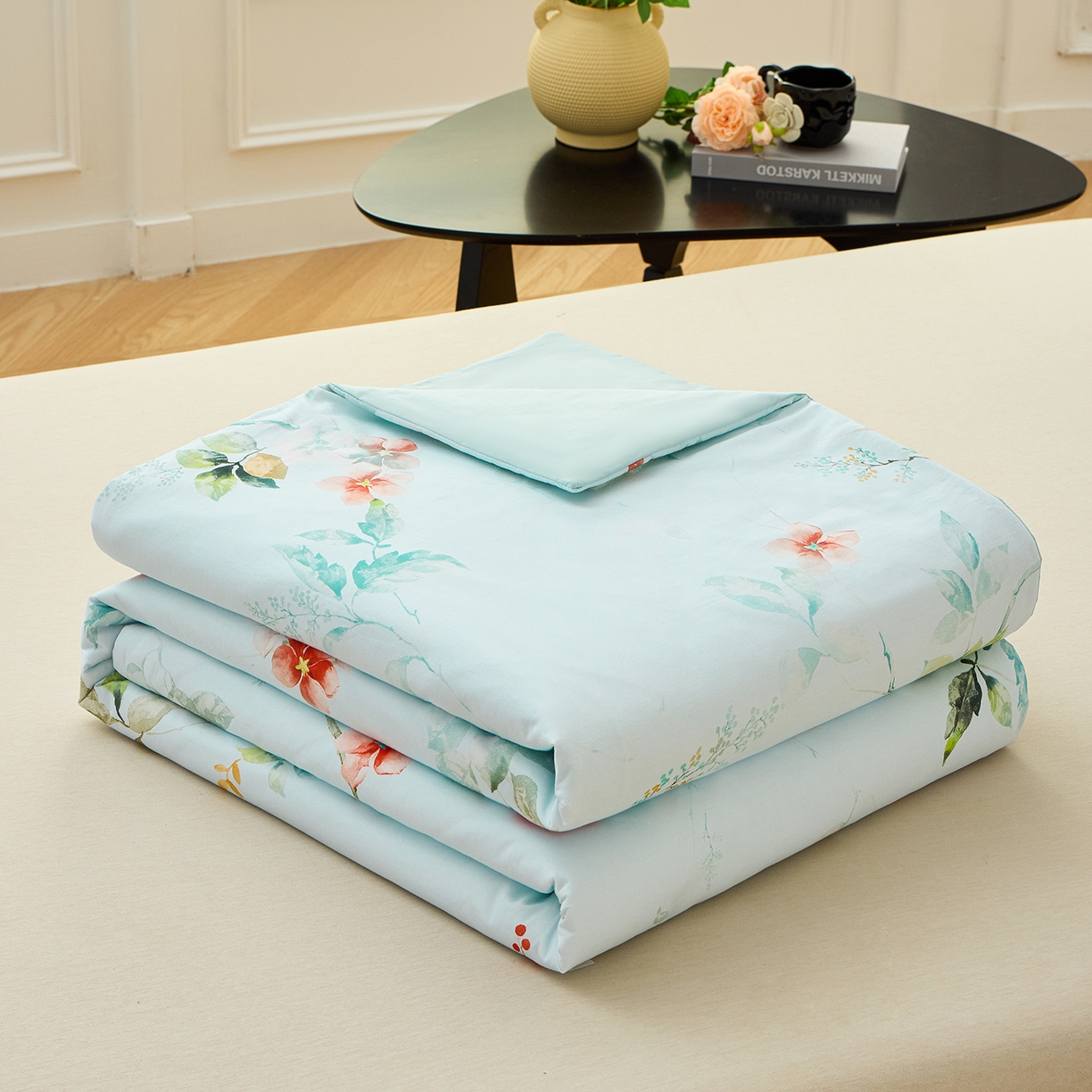 91家纺网 家纺一手货源 找家纺 元元家居（元元被业） 2026新款全棉纯棉13372印花两用夏被夏凉被空调被四件套 有枝