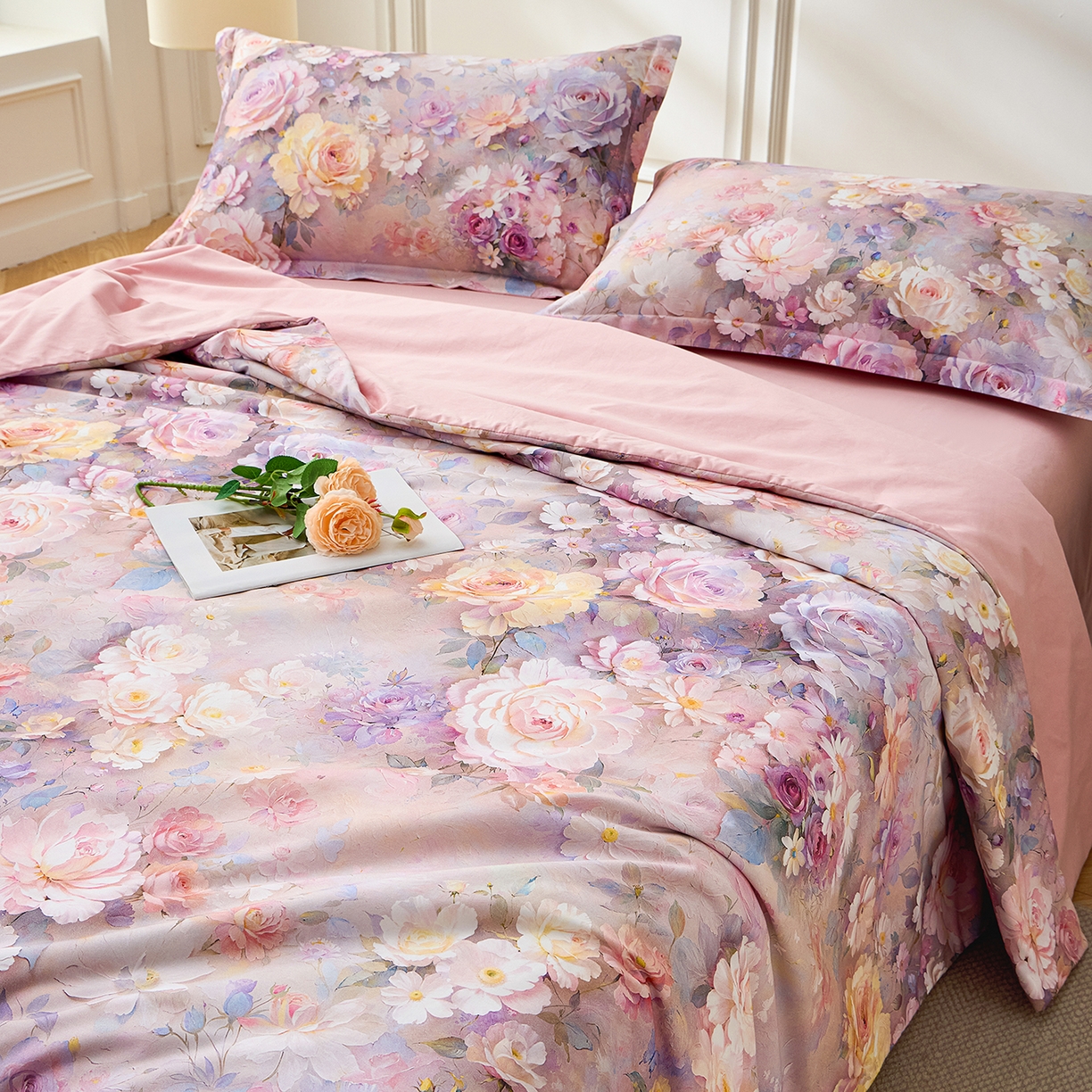 91家纺网 家纺一手货源 找家纺 元元家居（元元被业） 2026新款全棉纯棉13372印花两用夏被夏凉被空调被四件套 云樾