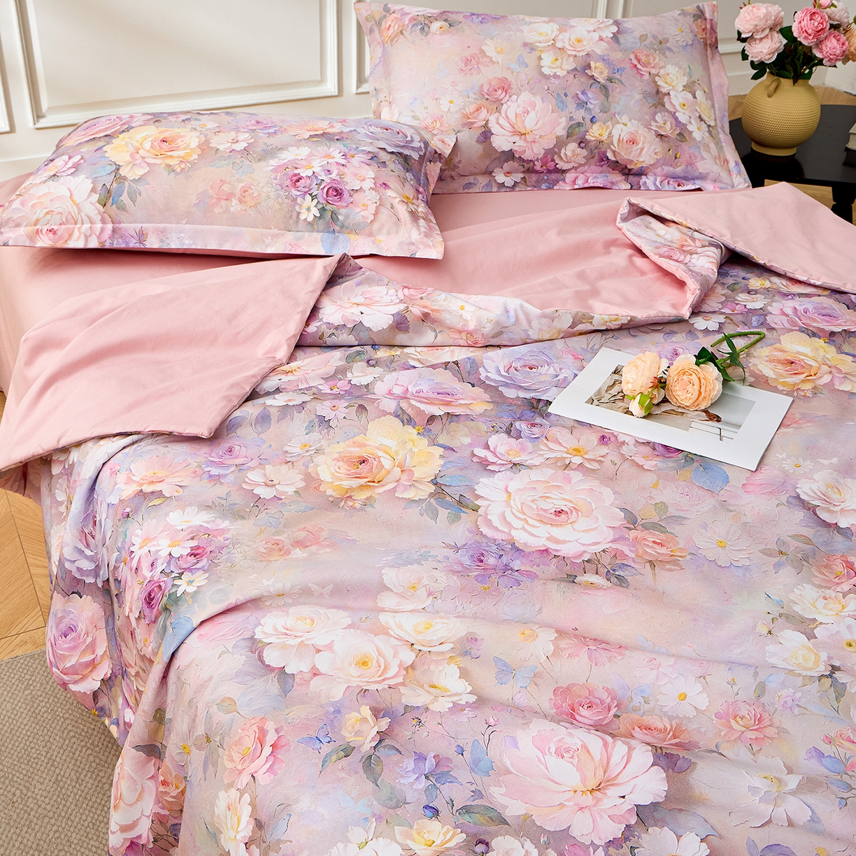 91家纺网 家纺一手货源 找家纺 元元家居（元元被业） 2026新款全棉纯棉13372印花两用夏被夏凉被空调被四件套 云樾