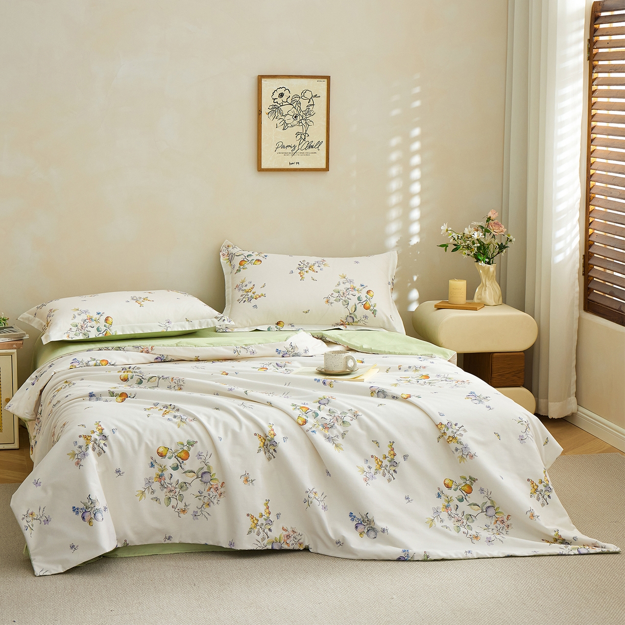 91家纺网 家纺一手货源 找家纺 元元家居（元元被业） 2026新款全棉纯棉13372印花两用夏被夏凉被空调被四件套 知夏