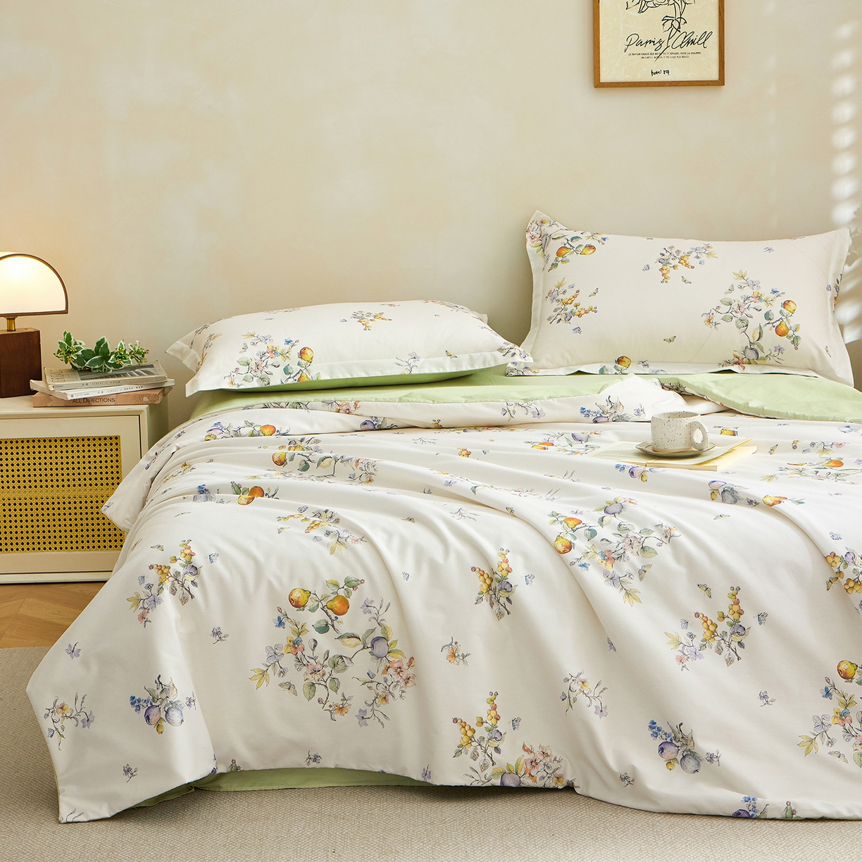 91家纺网 家纺一手货源 找家纺 元元家居（元元被业） 2026新款全棉纯棉13372印花两用夏被夏凉被空调被四件套 知夏