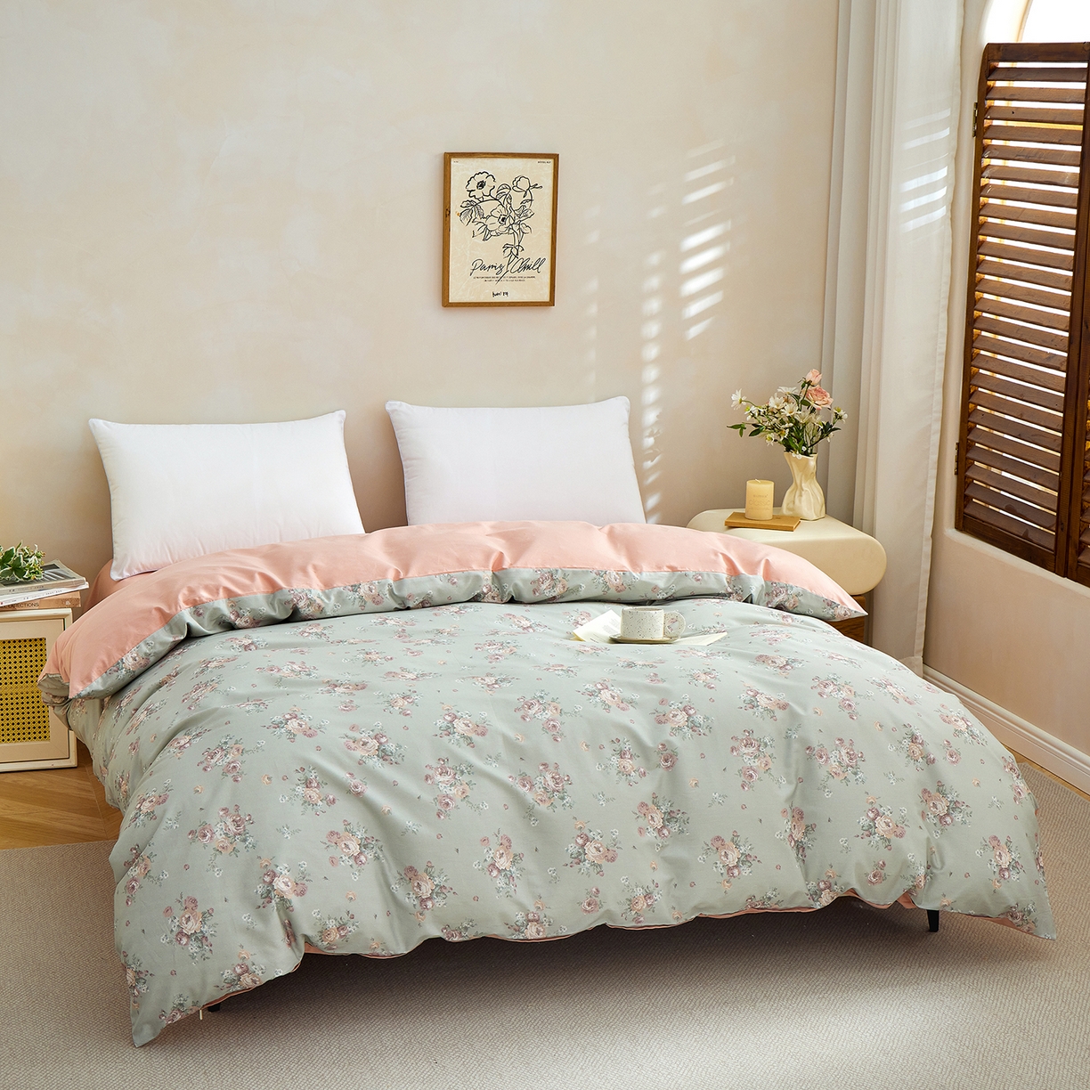 91家纺网 家纺一手货源 找家纺 元元家居（元元被业） 2026新款全棉13372套件及单品【印花款】-单被套 金溪