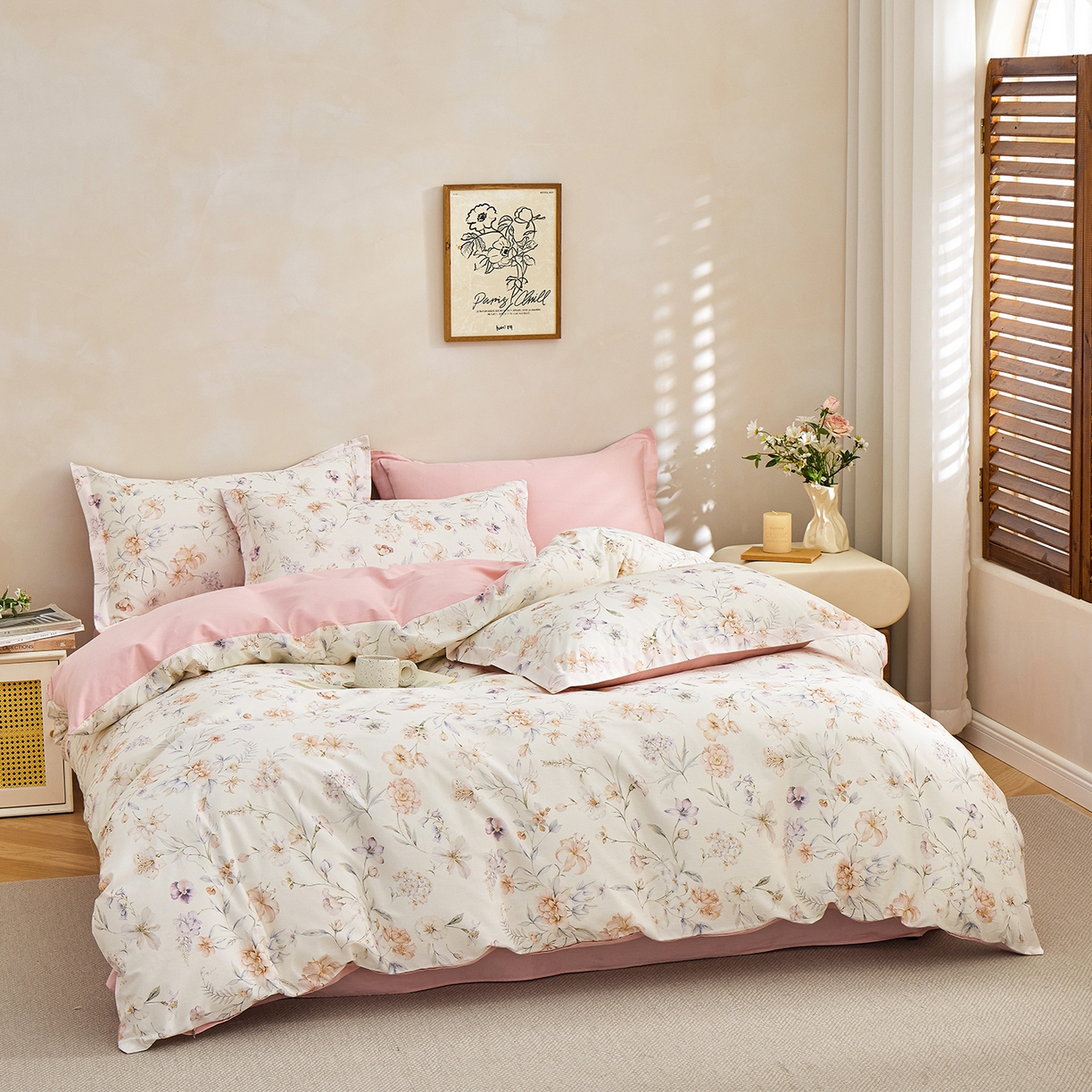 91家纺网 家纺一手货源 找家纺 元元家居（元元被业） 2026新款全棉13372套件及单品【印花款】-单被套 春晓米