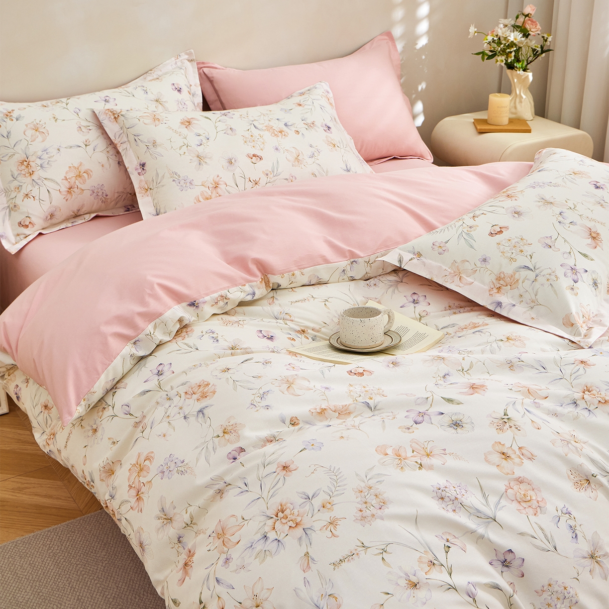 91家纺网 家纺一手货源 找家纺 元元家居（元元被业） 2026新款全棉13372套件及单品【印花款】-单被套 春晓米