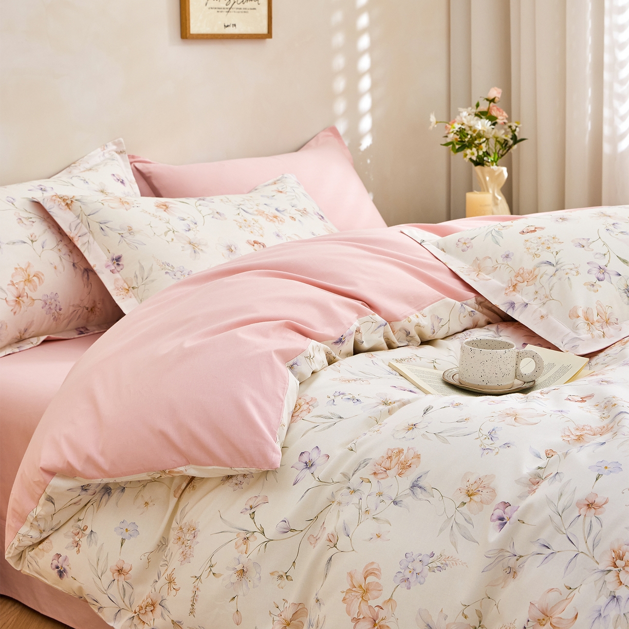 91家纺网 家纺一手货源 找家纺 元元家居（元元被业） 2026新款全棉13372套件及单品【印花款】-单被套 春晓米