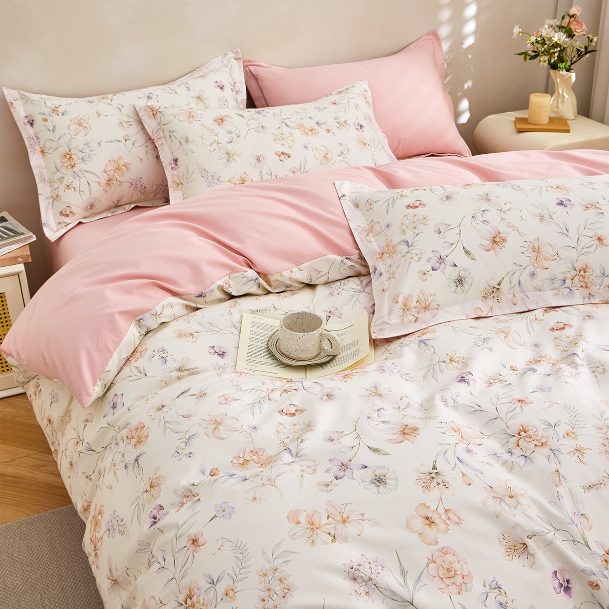 91家纺网 家纺一手货源 找家纺 元元家居（元元被业） 2026新款全棉13372套件及单品【印花款】-单被套 春晓米