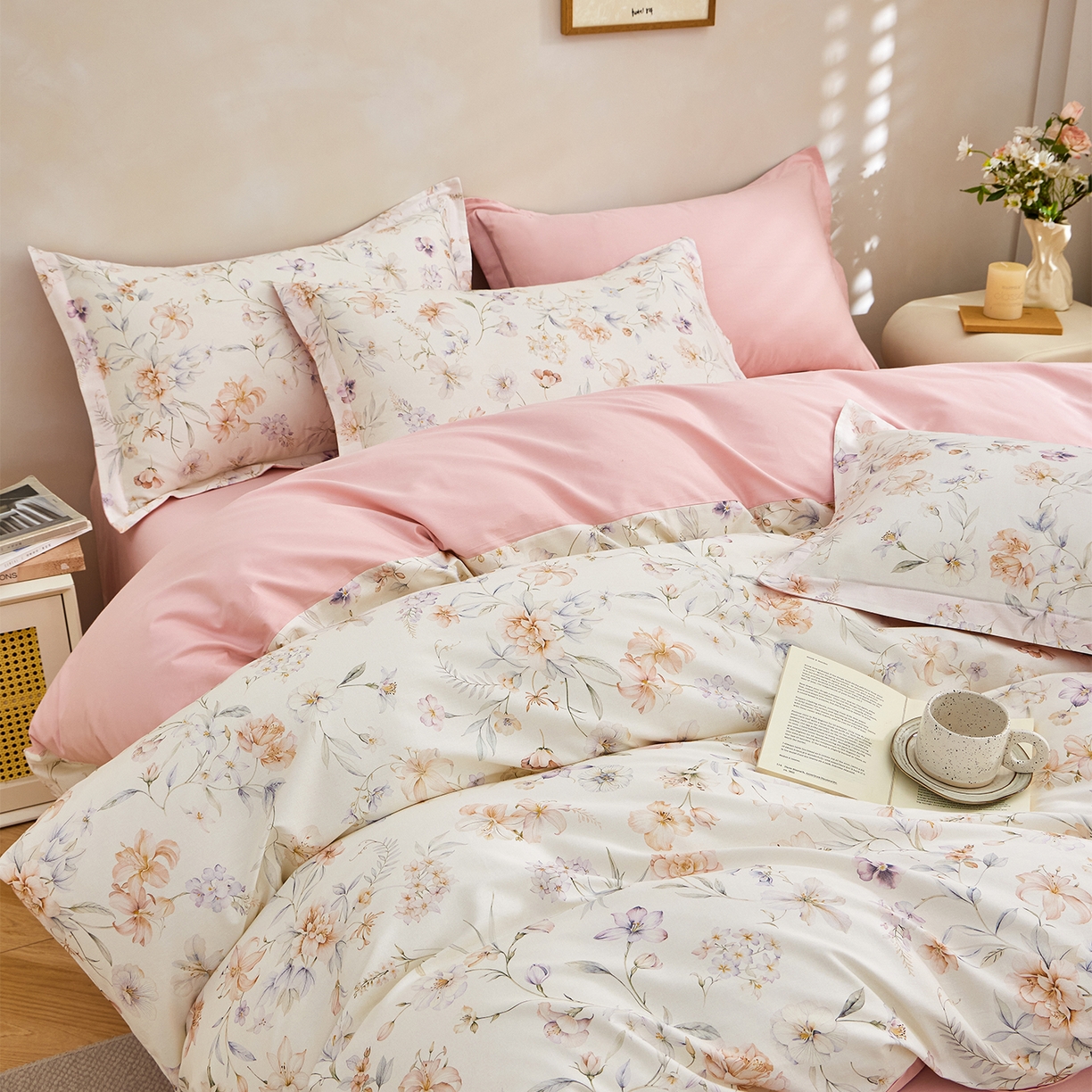 91家纺网 家纺一手货源 找家纺 元元家居（元元被业） 2026新款全棉13372套件及单品【印花款】-单被套 春晓米