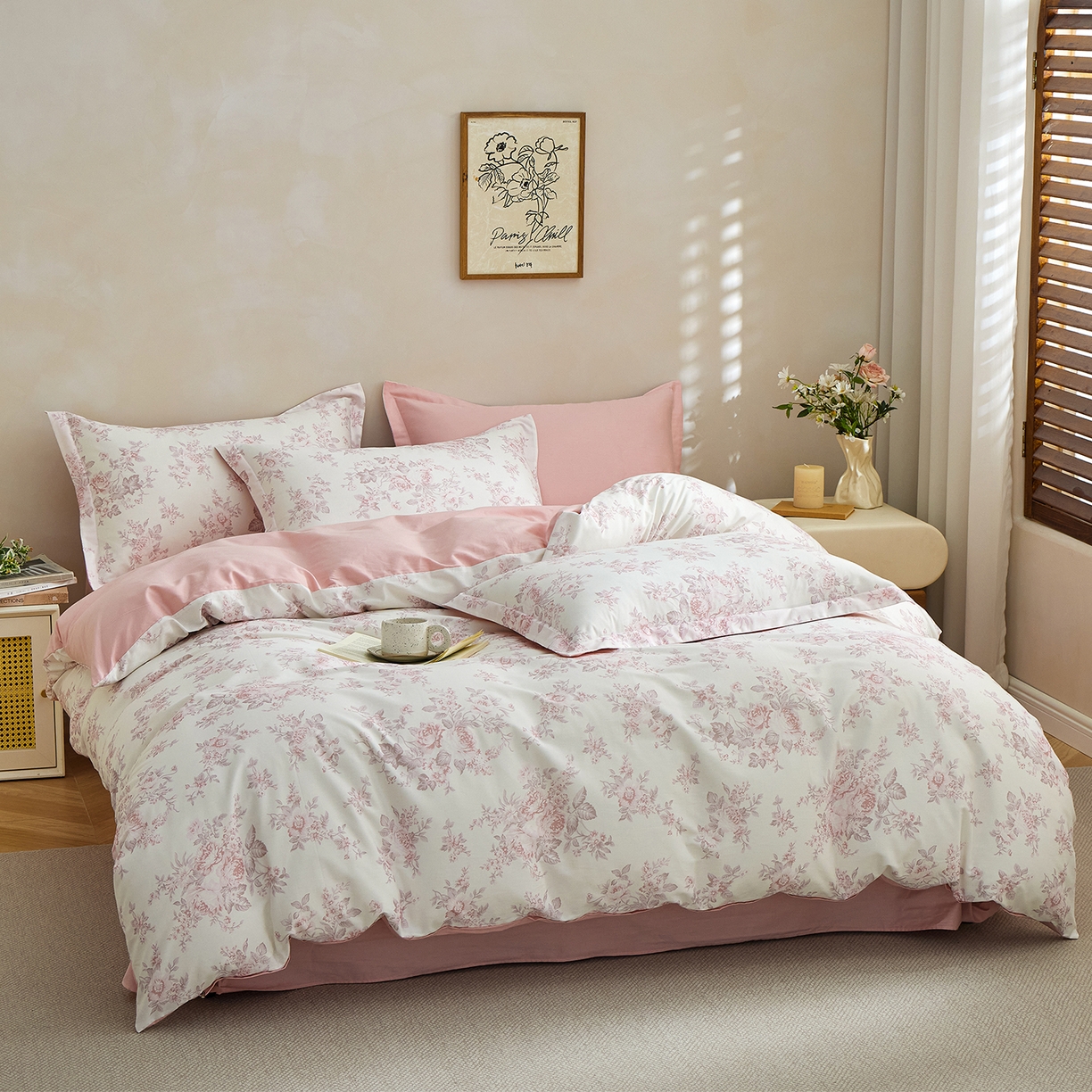 91家纺网 家纺一手货源 找家纺 元元家居（元元被业） 2026新款全棉13372套件及单品【印花款】-单被套 芙尔