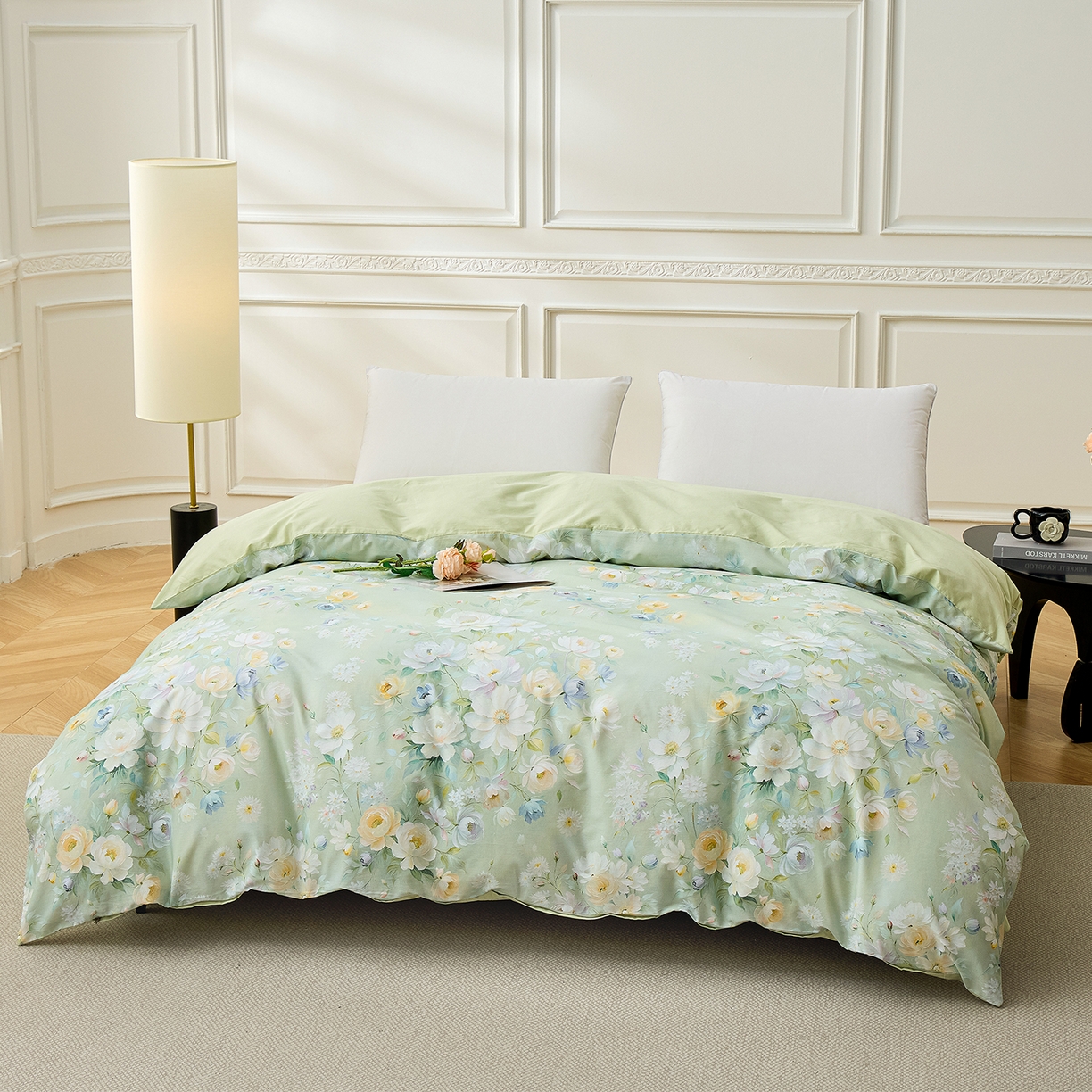 元元家居（元元被业） 2026新款全棉13372套件及单品【印花款】-单被套 花漾绿