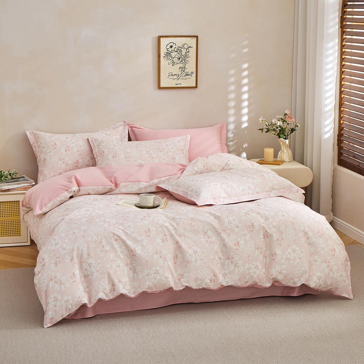 91家纺网 家纺一手货源 找家纺 元元家居（元元被业） 2026新款全棉13372套件及单品【印花款】-单被套 婉约