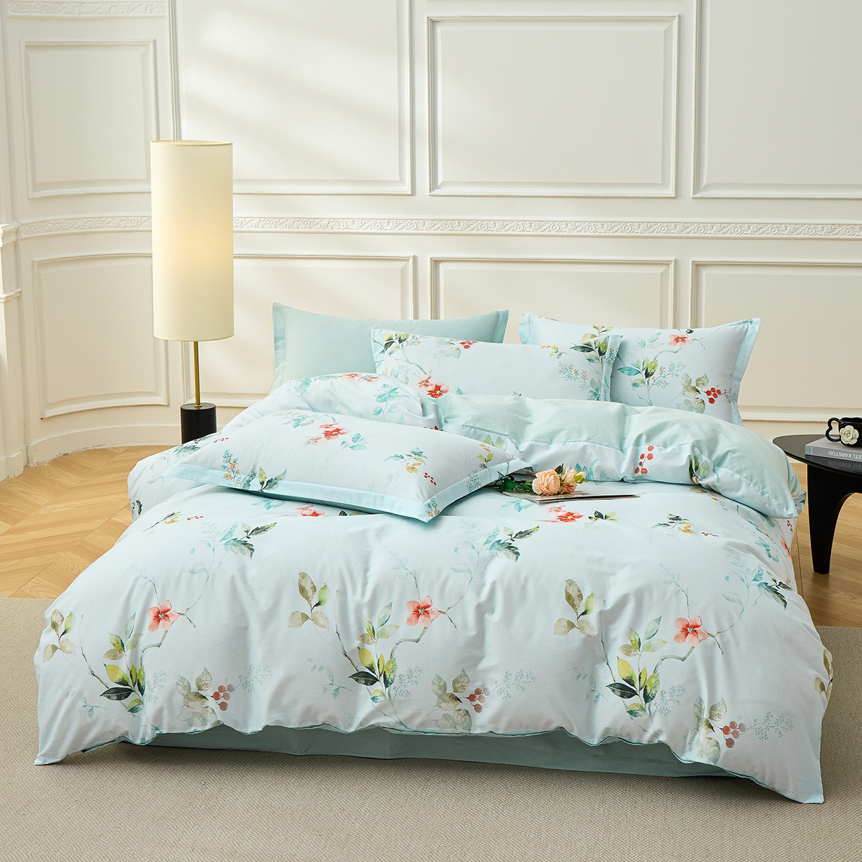 91家纺网 家纺一手货源 找家纺 元元家居（元元被业） 2026新款全棉13372套件及单品【印花款】-单被套 有枝