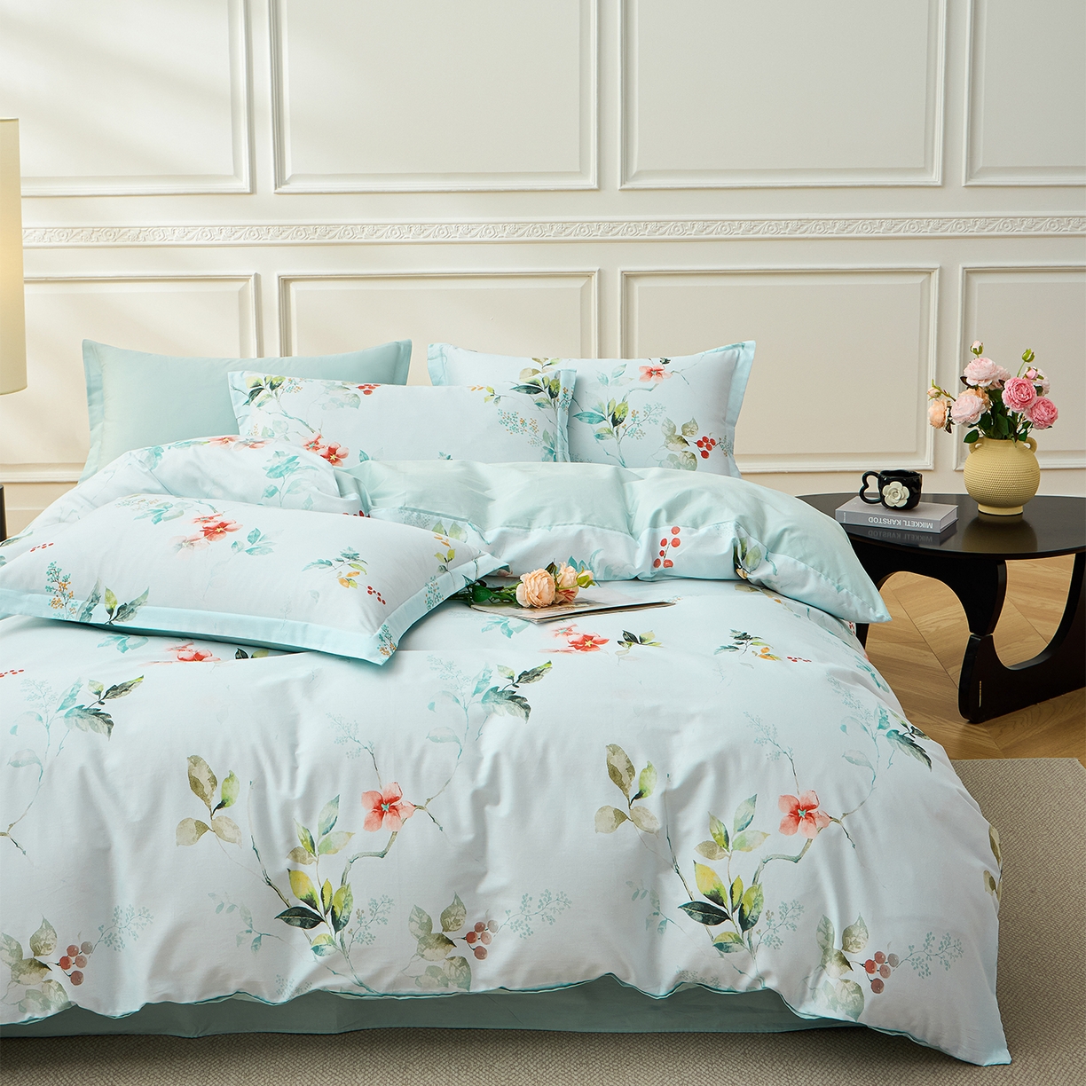 91家纺网 家纺一手货源 找家纺 元元家居（元元被业） 2026新款全棉13372套件及单品【印花款】-单被套 有枝