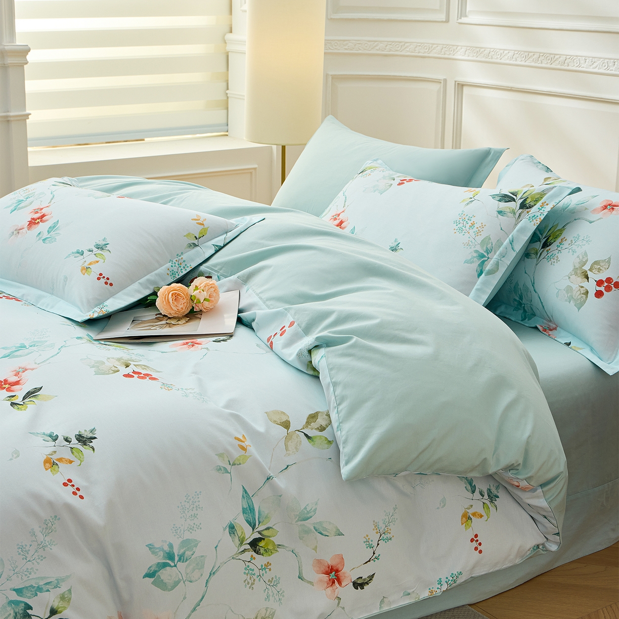 91家纺网 家纺一手货源 找家纺 元元家居（元元被业） 2026新款全棉13372套件及单品【印花款】-单被套 有枝