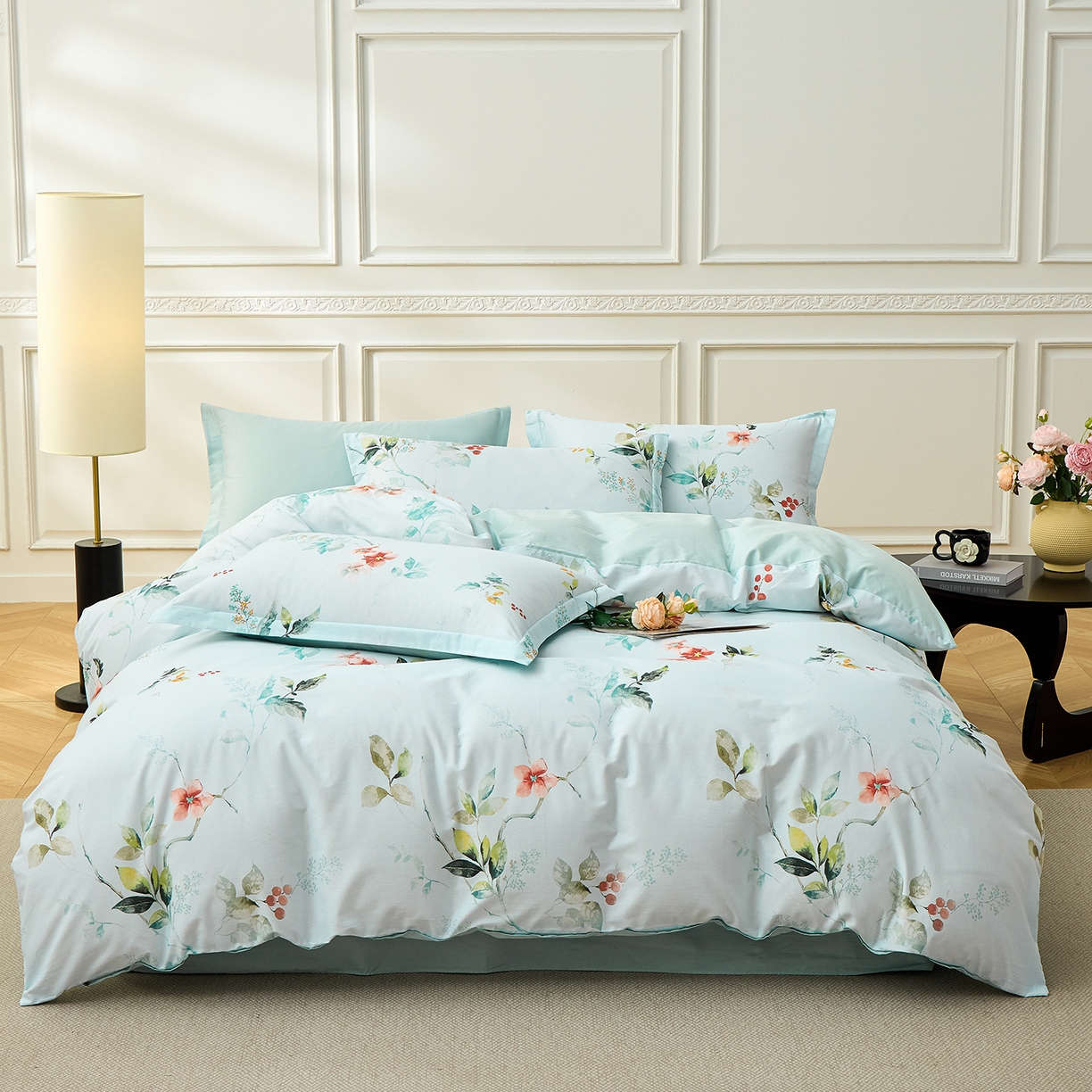 91家纺网 家纺一手货源 找家纺 元元家居（元元被业） 2026新款全棉13372套件及单品【印花款】-单被套 有枝