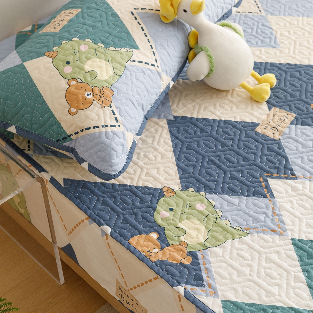 91家纺网 家纺一手货源 找家纺 忘忧草 2026新款清新简约全棉印花夹棉床笠 淘淘龙