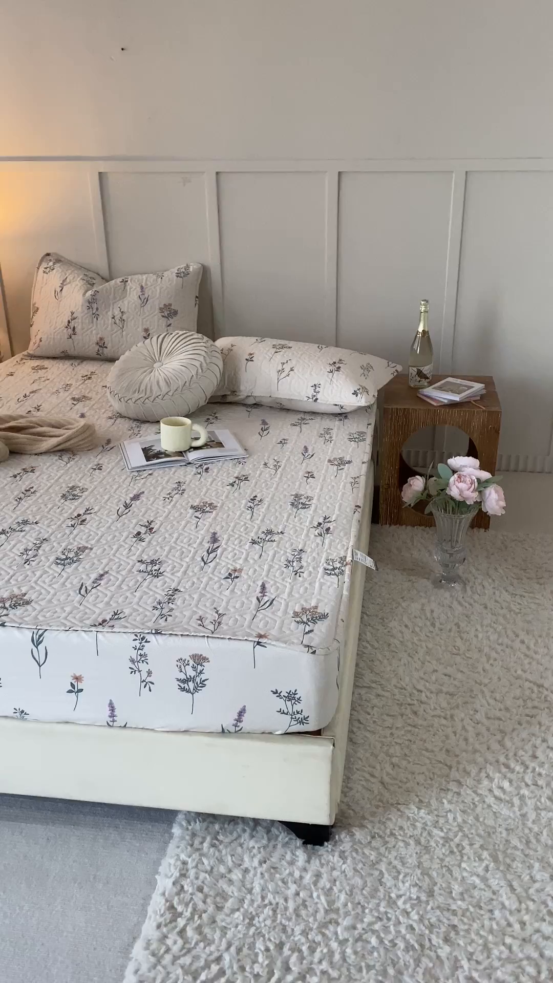 91家纺网 家纺一手货源 找家纺 忘忧草 2026新款清新简约全棉印花夹棉床笠 四季予你